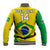 (Custom Text And Number) Brazil Football Baseball Jacket Brasil Map Come On Canarinho Sporty Style - Wonder Print Shop