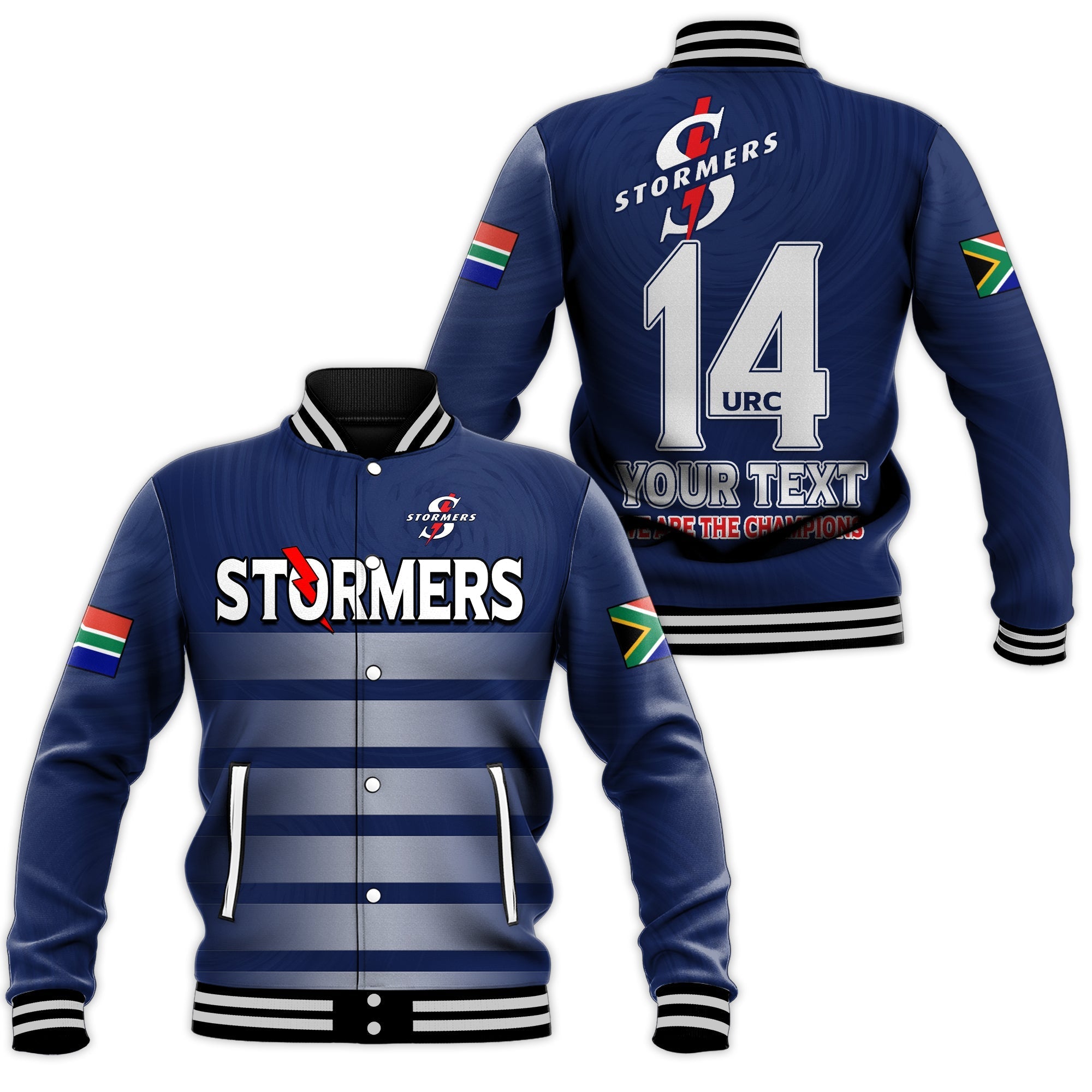 (Custom Text And Number) Stormers South Africa Rugby Baseball Jacket We Are The Champions URC Unity - Wonder Print Shop