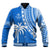 Custom Text and Number Fiji Rugby Sevens Baseball Jacket Fijian 7s Tapa Polynesian Blue Ver.01 LT13 - Wonder Print Shop