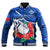 Samoa Rugby Baseball Jacket Manu Samoa Polynesian Hibiscus Blue Style - Wonder Print Shop