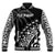 Custom Text And Number Fiji Rugby Baseball Jacket Fijian Cibi Dance Tapa Pattern Black - Wonder Print Shop