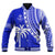 Custom Text and Number Fiji Rugby Sevens Baseball Jacket Fijian 7s Tapa Polynesian Blue Ver.02 LT13 - Wonder Print Shop