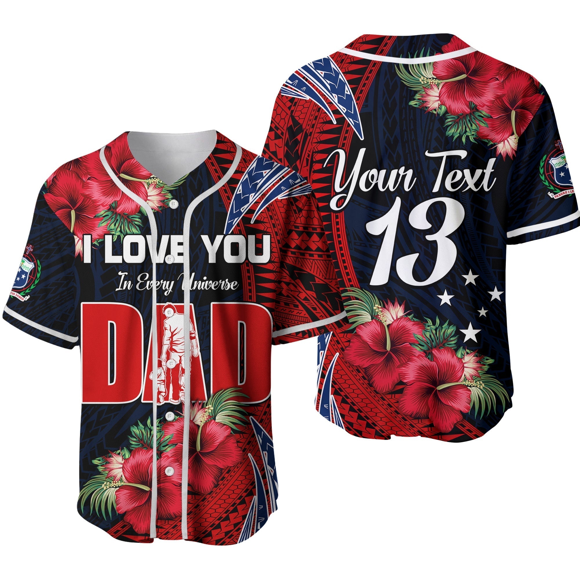 (Custom Text and Number) Samoa Fathers Day Baseball Jersey Polynesian Best Dad Ever Ver.02 LT13 - Wonder Print Shop