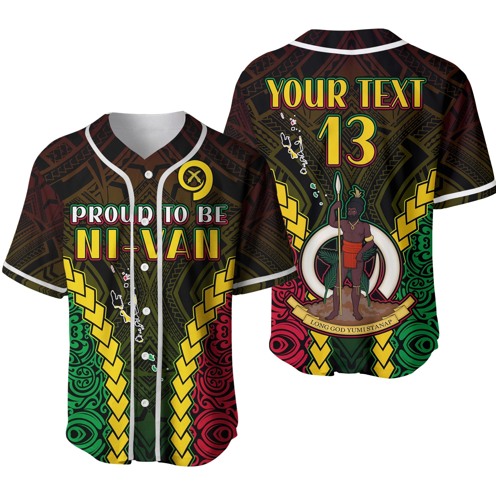 (Custom Text and Number) Vanuatu Indigenous Baseball Jersey Proud To Be Ni-Vanuatu Polynesian Pattern Ver.02 LT13 - Wonder Print Shop