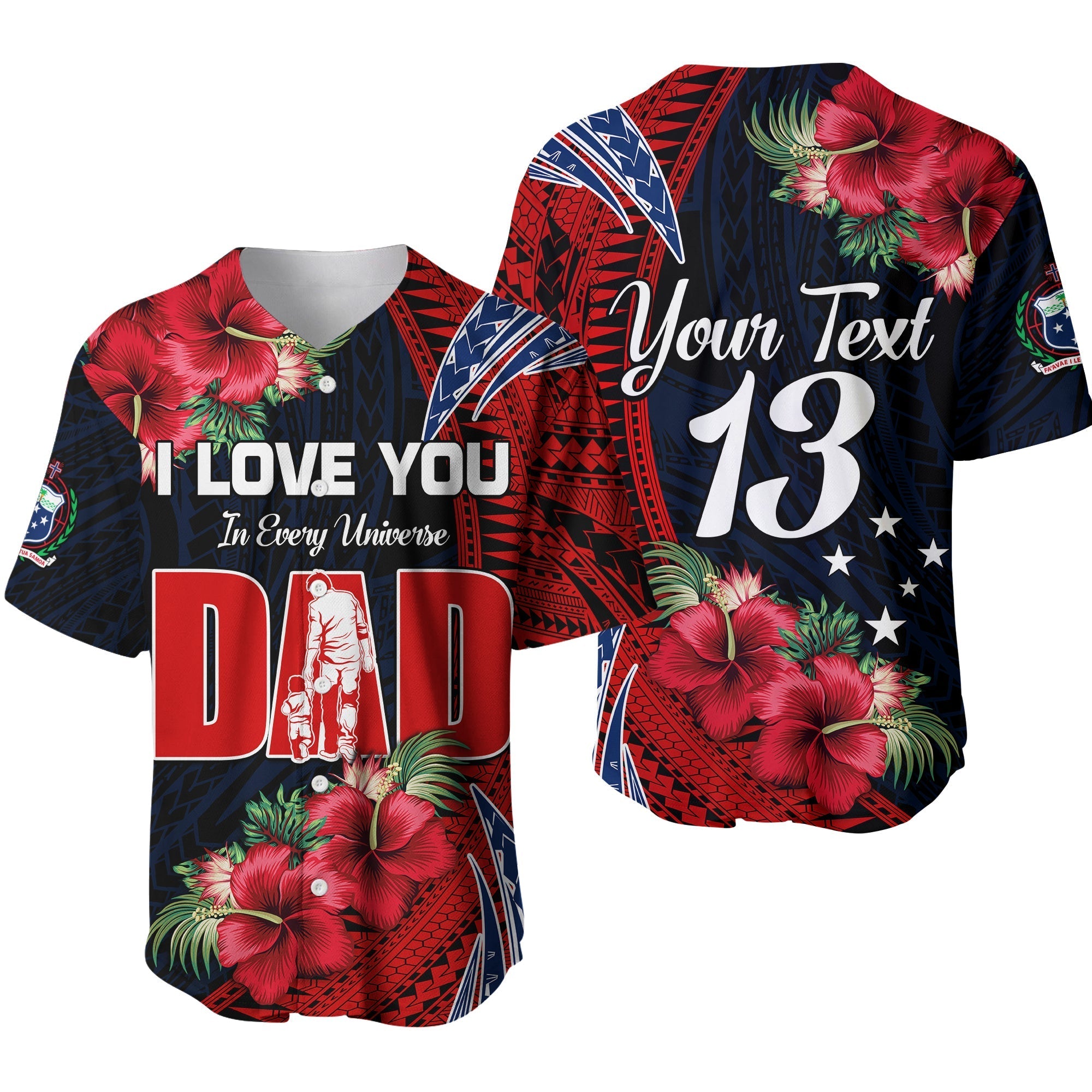 (Custom Text and Number) Samoa Fathers Day Baseball Jersey Polynesian Best Dad Ever Ver.01 LT13 - Wonder Print Shop