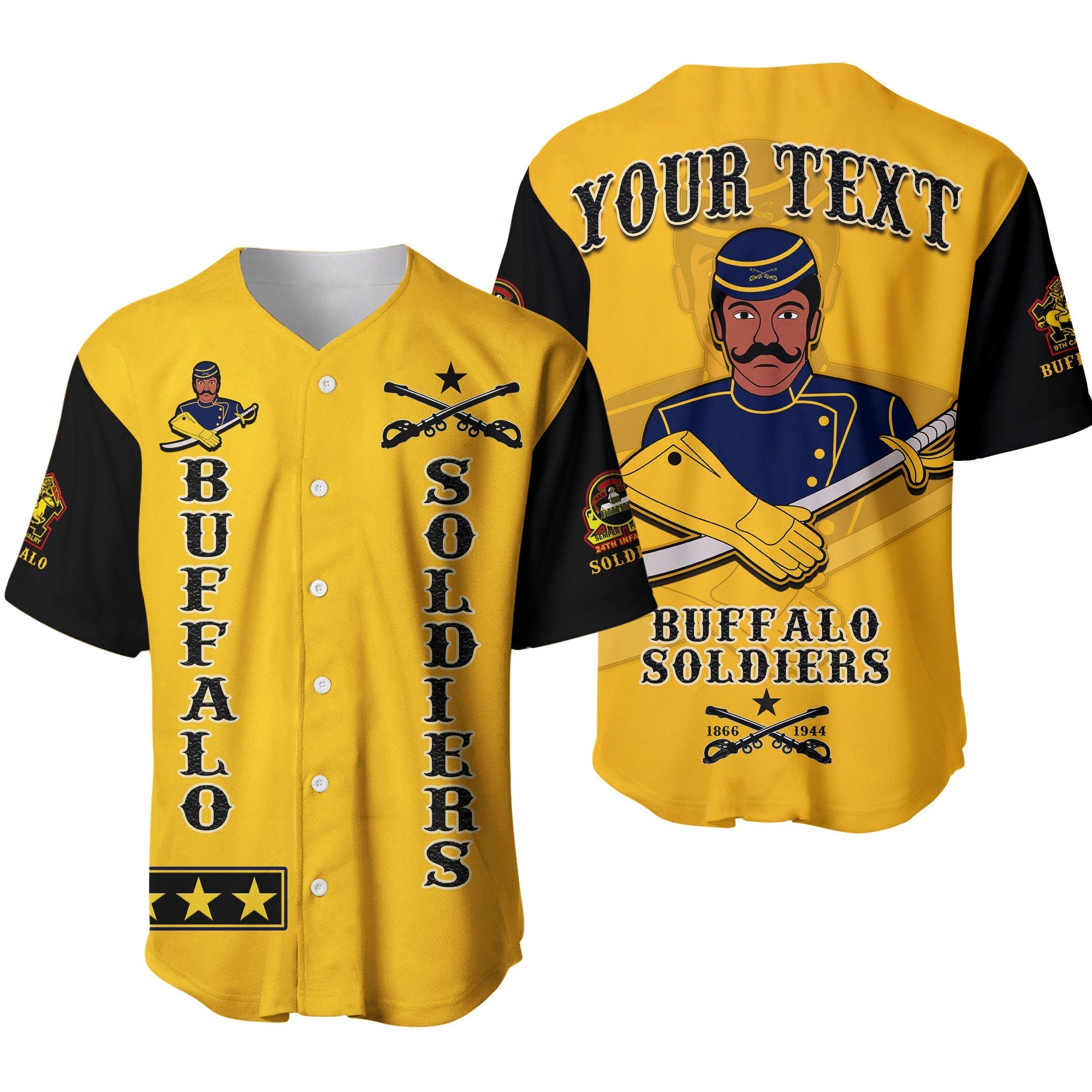 (Custom Personalised) Buffalo Soldiers Baseball Jersey Motorcycle BSMC Club Ver.01 LT13 - Wonder Print Shop