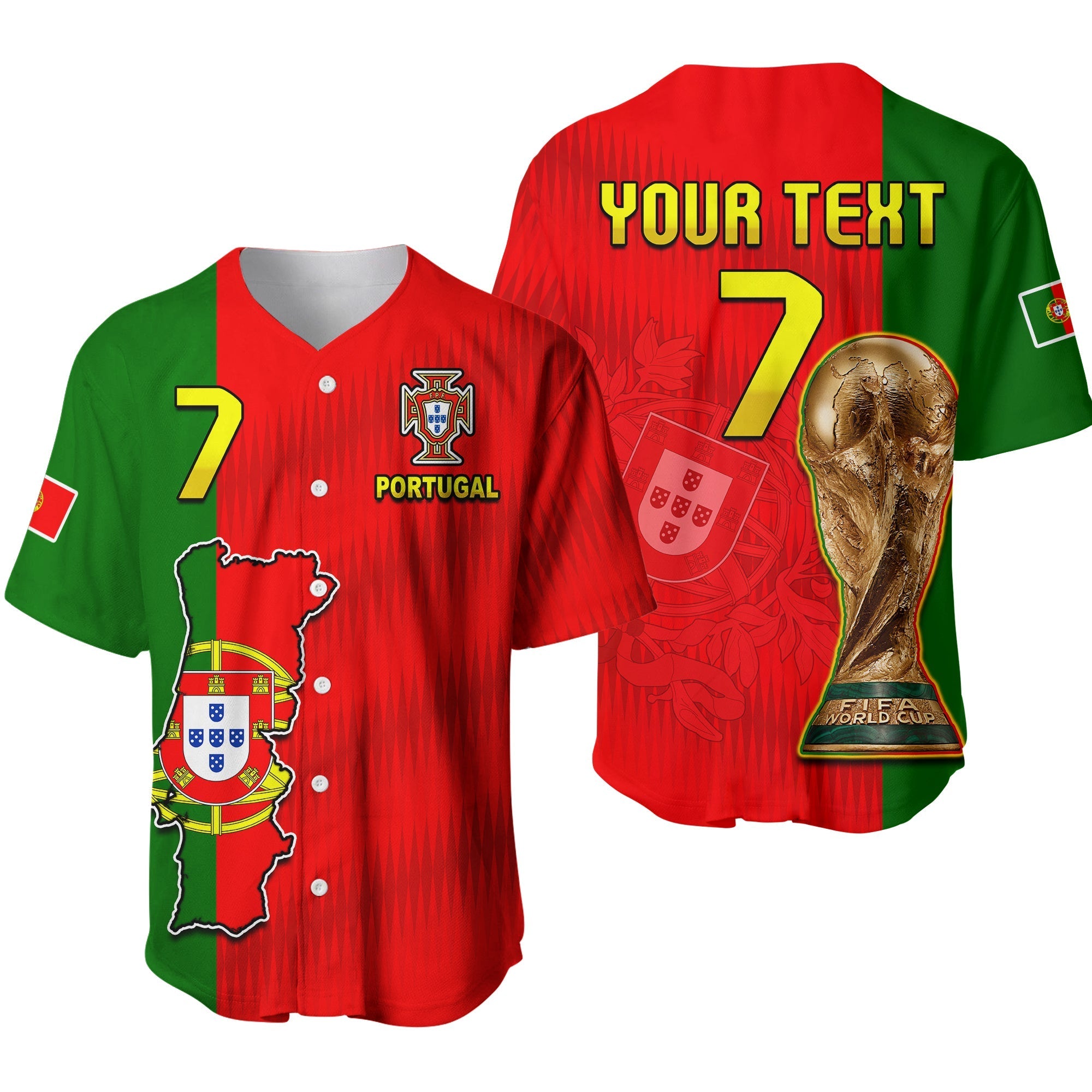 (Custom Text and Number) Portugal Football 2022 Baseball Jersey Style Flag Portuguese Champions Ver.01 LT13 - Wonder Print Shop