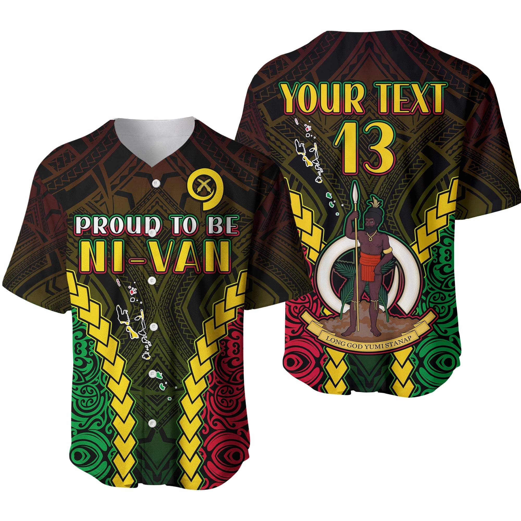 (Custom Text and Number) Vanuatu Indigenous Baseball Jersey Proud To Be Ni-Vanuatu Polynesian Pattern Ver.01 LT13 - Wonder Print Shop