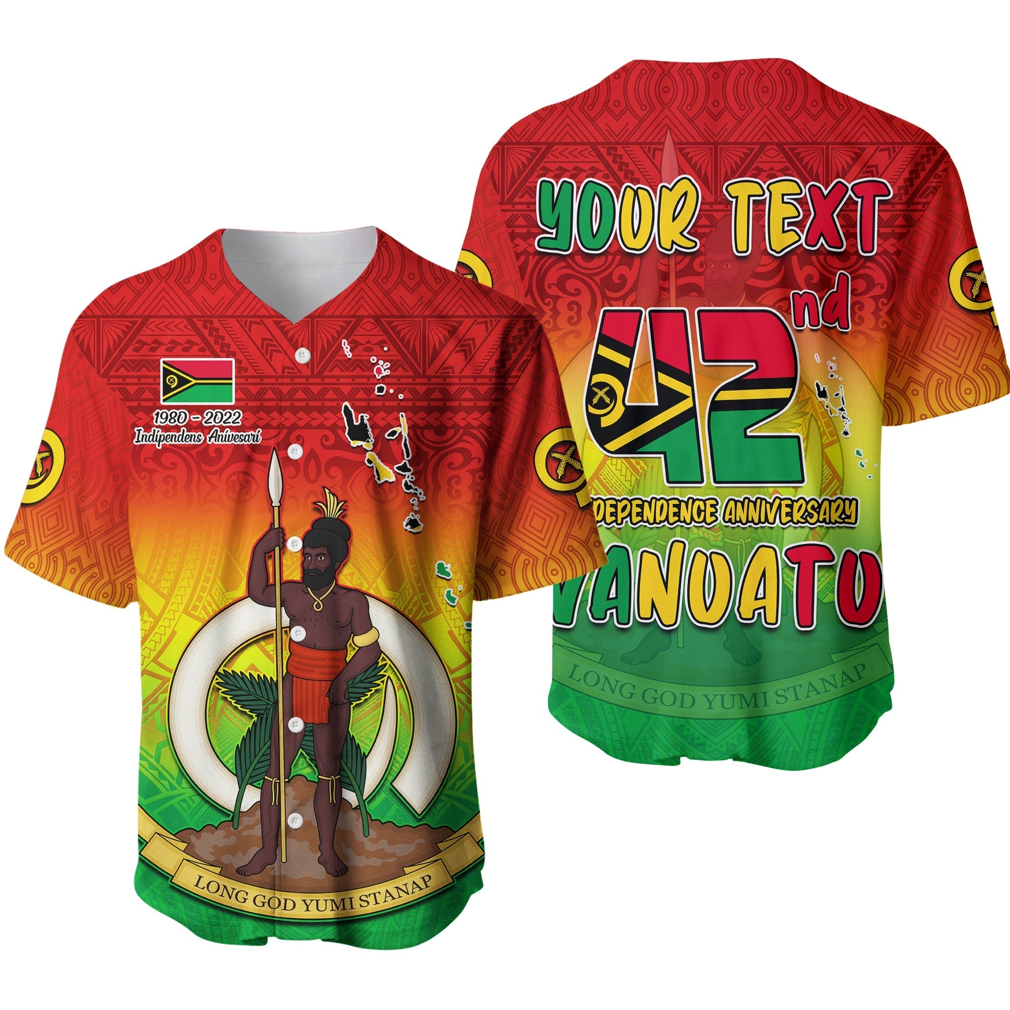 (Custom Personalised) Vanuatu Independence Day Baseball Jersey 42nd Anniversary Yumi Yumi Yumi Ver.01 LT13 - Wonder Print Shop