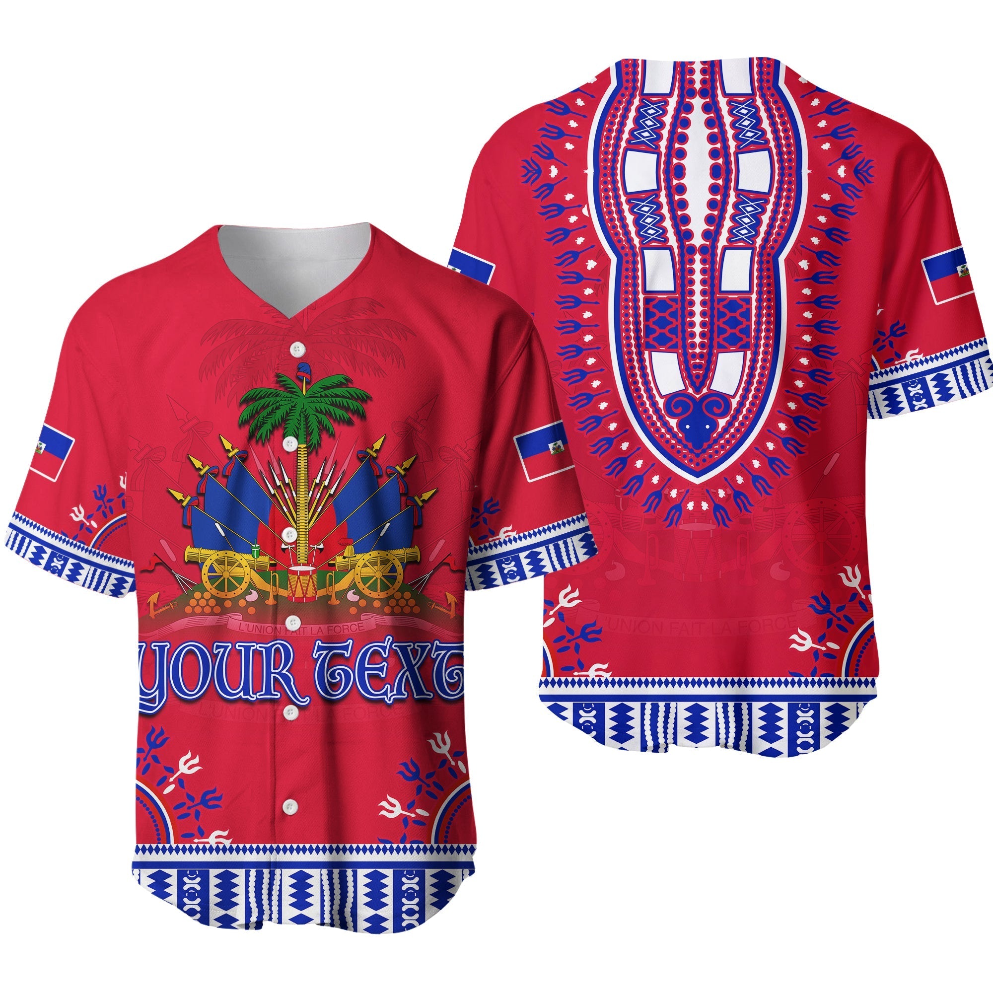 (Custom Personalised) Haiti Baseball Jersey Dashiki Style Gorgeous LT13 - Wonder Print Shop