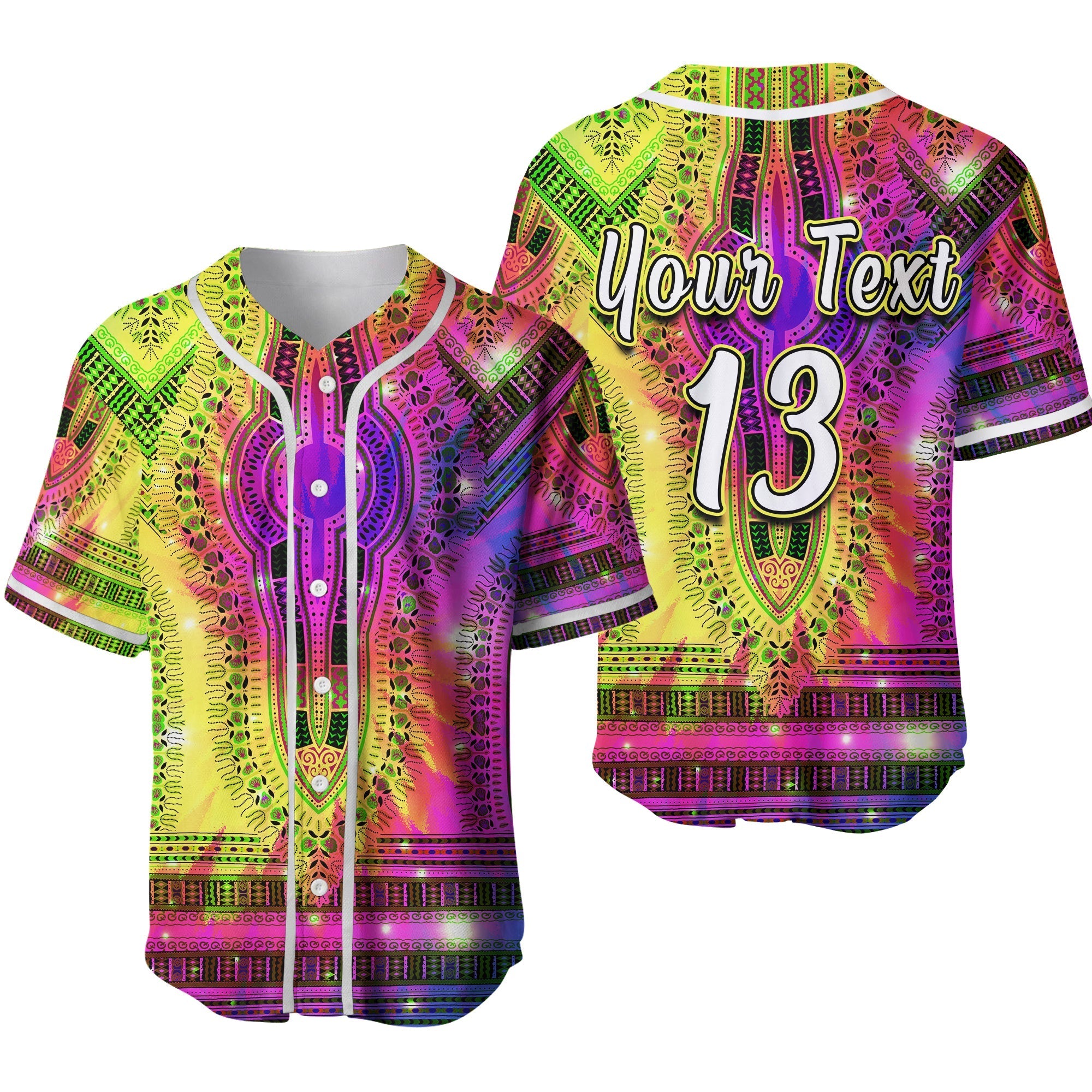 (Custom Text and Number) Africa Tie Dye Baseball Jersey Special Dashiki Pattern Ver.02 LT13 - Wonder Print Shop