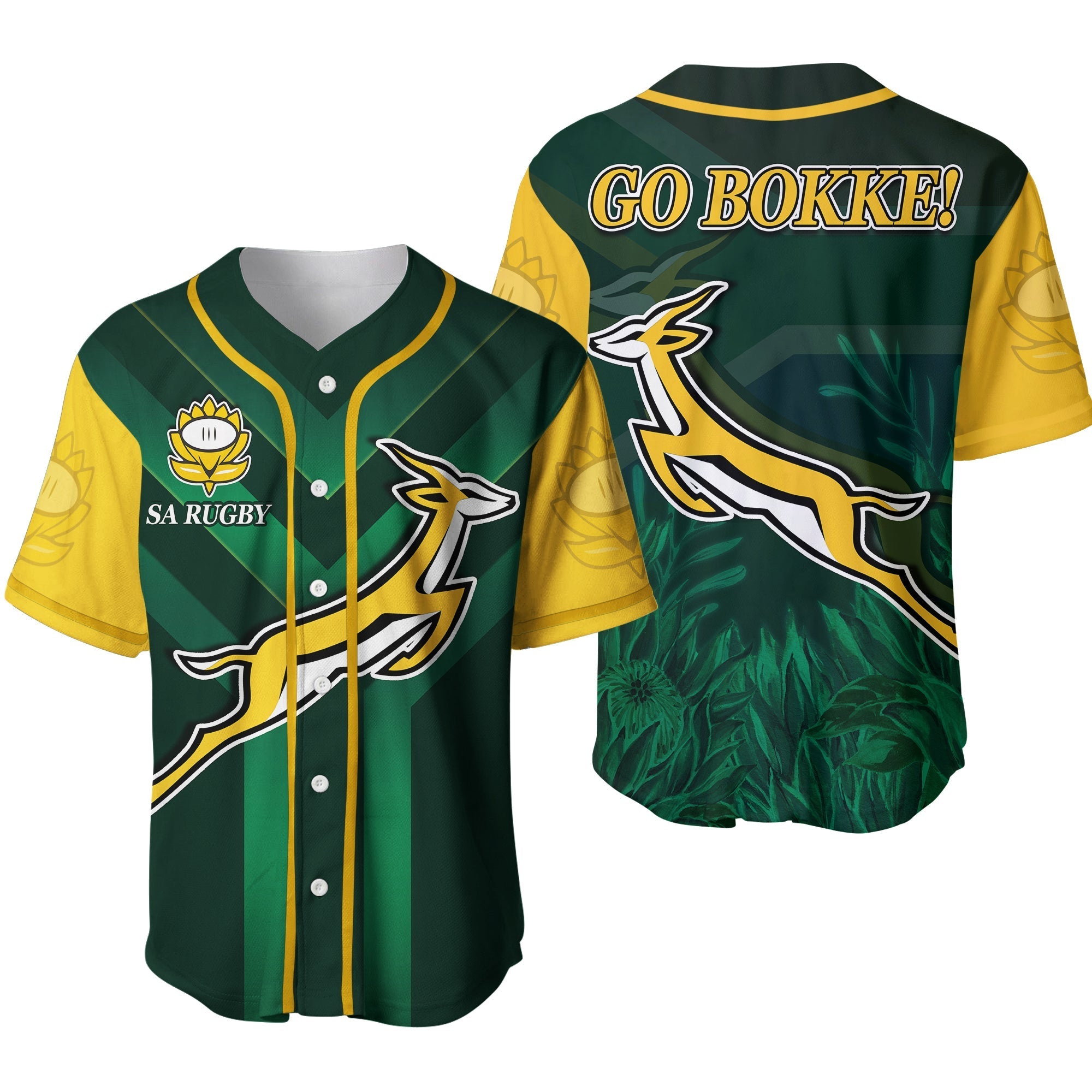 South Africa Rugby Baseball Jersey Springboks King Protea Go Bokke Ver.02 LT13 - Wonder Print Shop