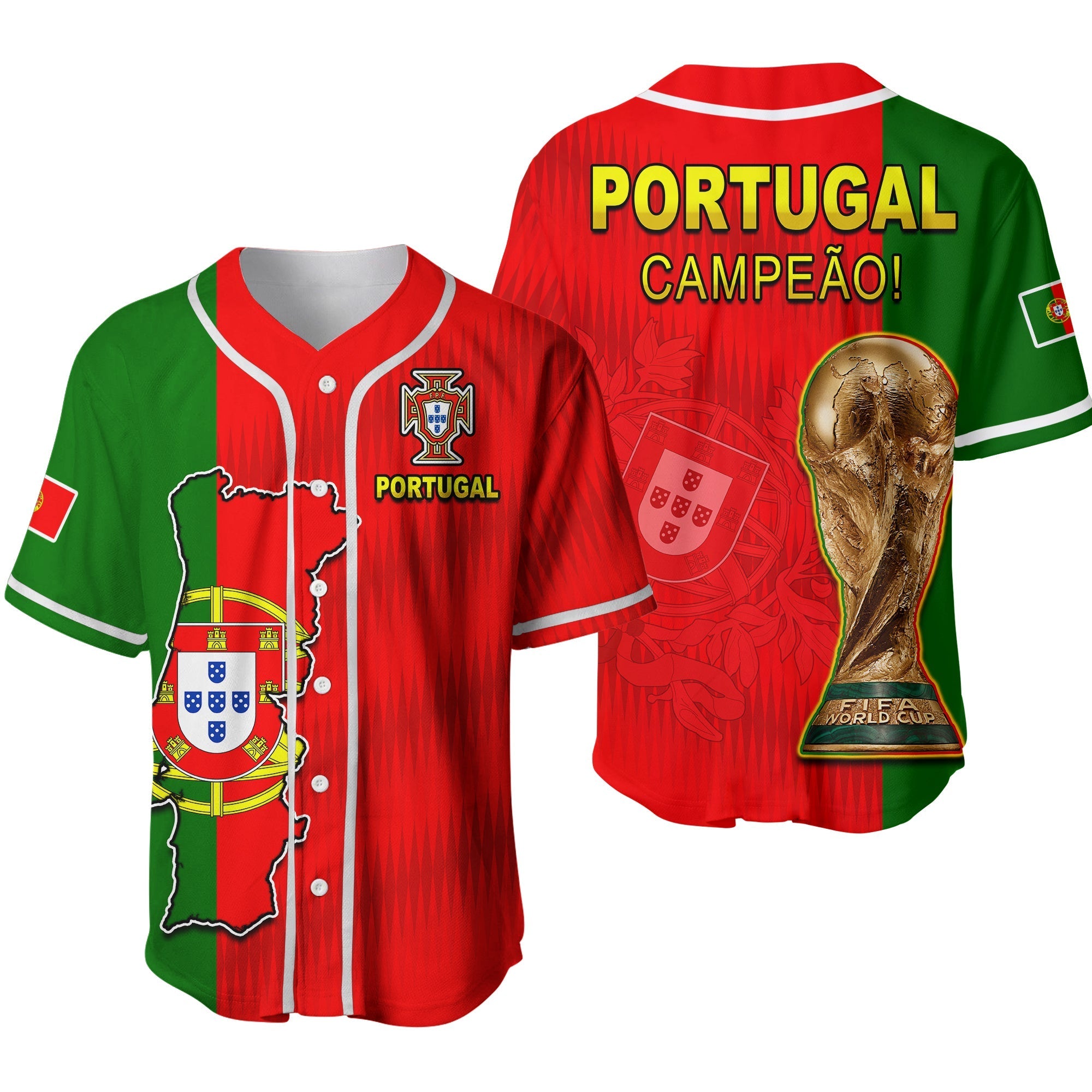 Portugal Football 2022 Baseball Jersey Style Flag Portuguese Champions Ver.02 LT13 - Wonder Print Shop