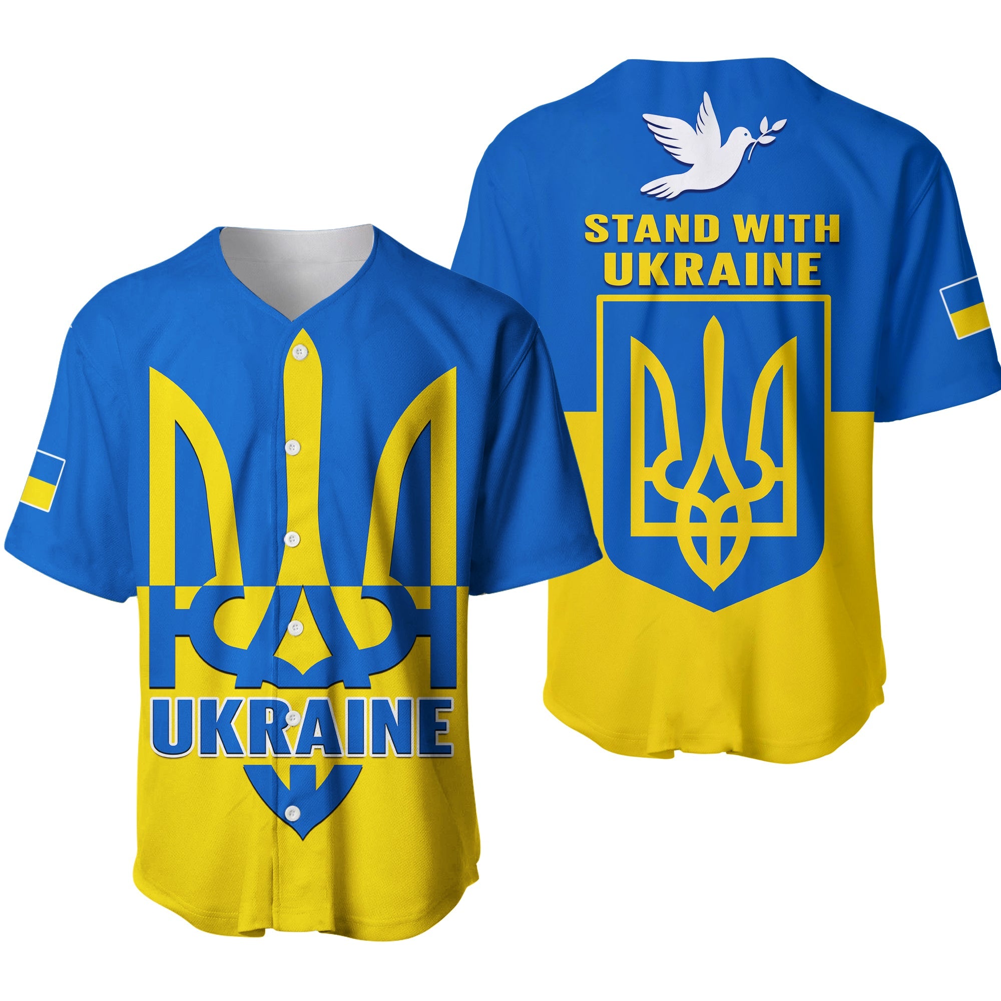 Ukraine Baseball Jersey Stand With Ukrainian Simple Style Ver.01 - Wonder Print Shop