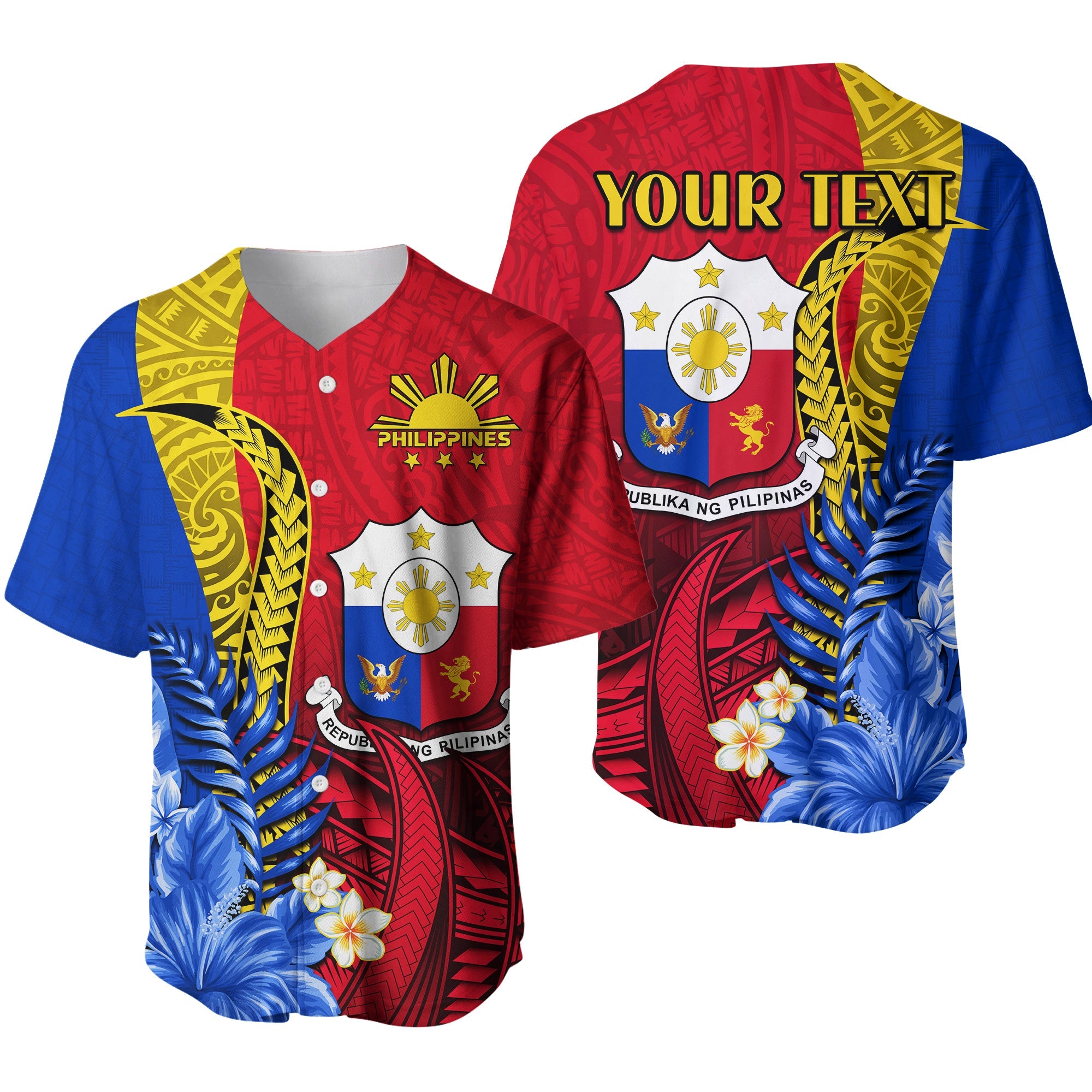 (Custom Personalised) Philippines Sampaguita Baseball Jersey Special Polynesian Sun Filipino LT13 - Wonder Print Shop