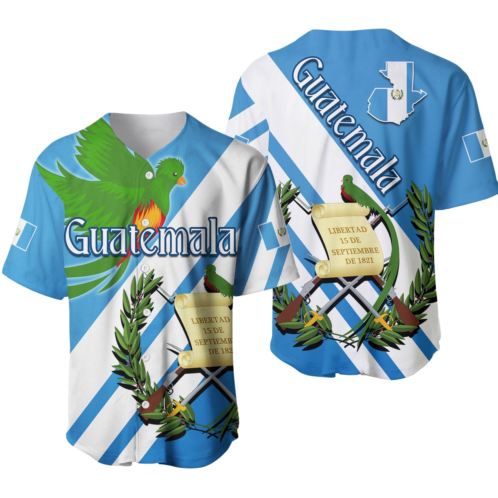 Guatemala Baseball Jersey Resplendent Quetzal Gorgeous Ver.01 LT13 - Wonder Print Shop