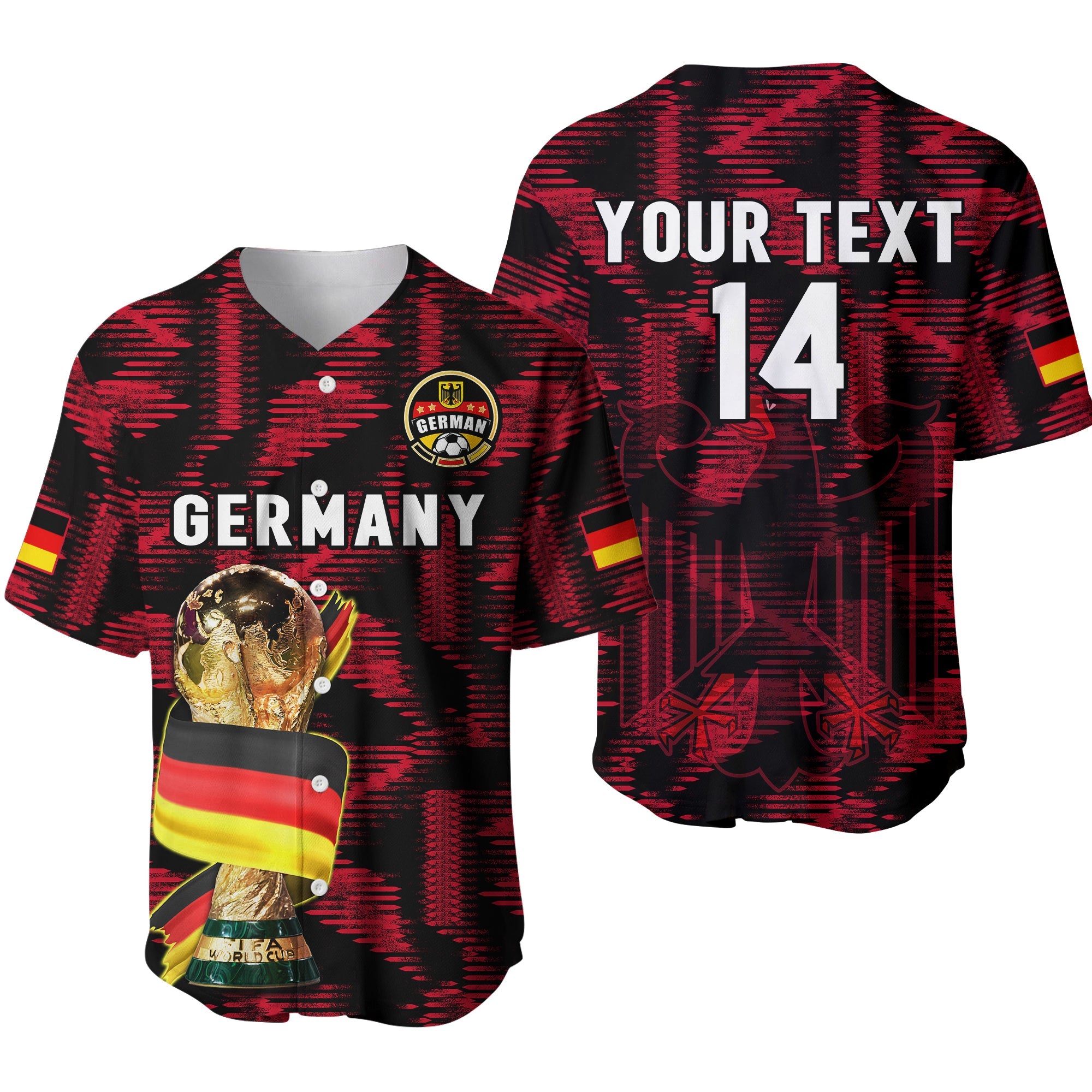 (Custom Text And Number) Germany Football Baseball Jersey World Cup 2022 Champions - Wonder Print Shop