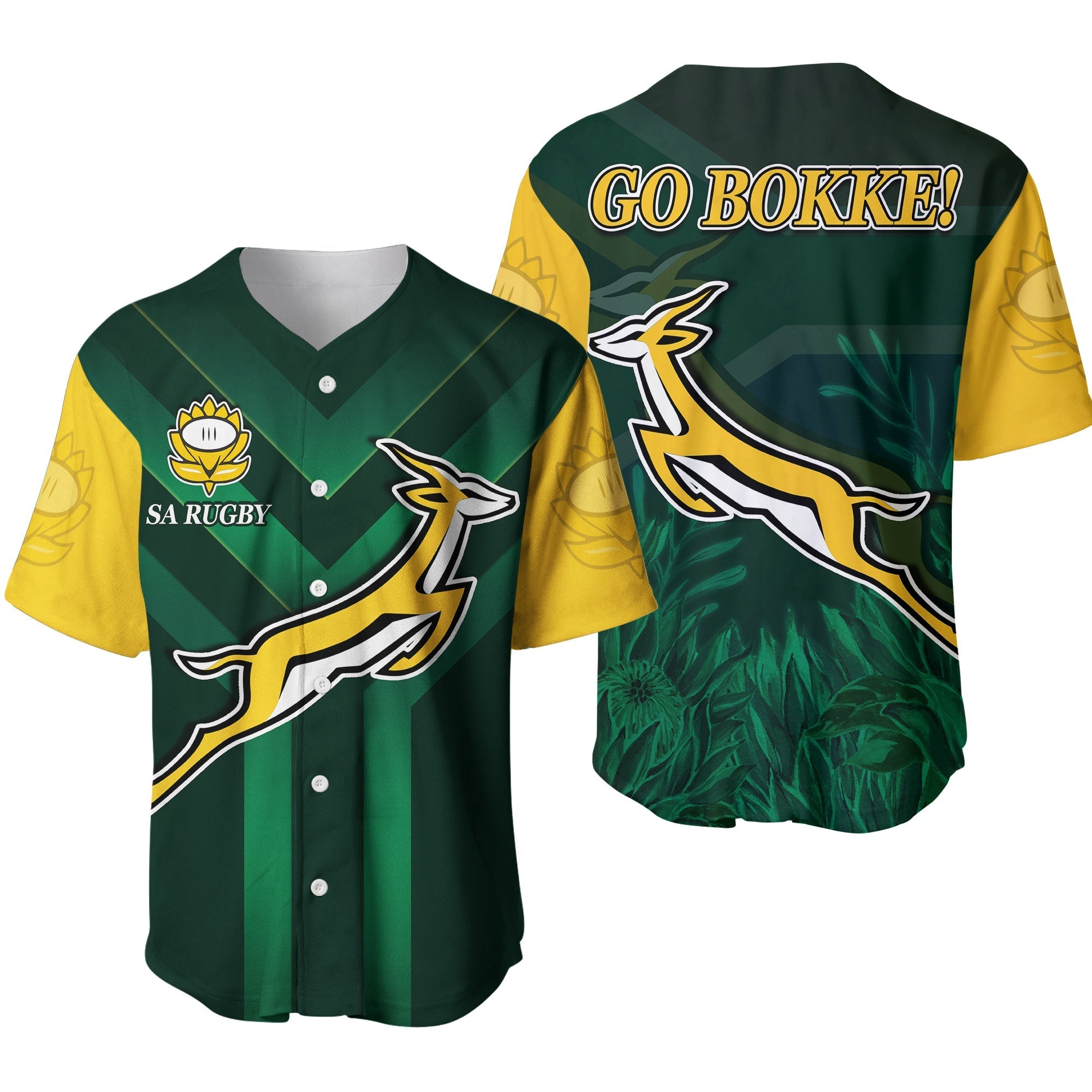 South Africa Rugby Baseball Jersey Springboks King Protea Go Bokke Ver.01 LT13 - Wonder Print Shop