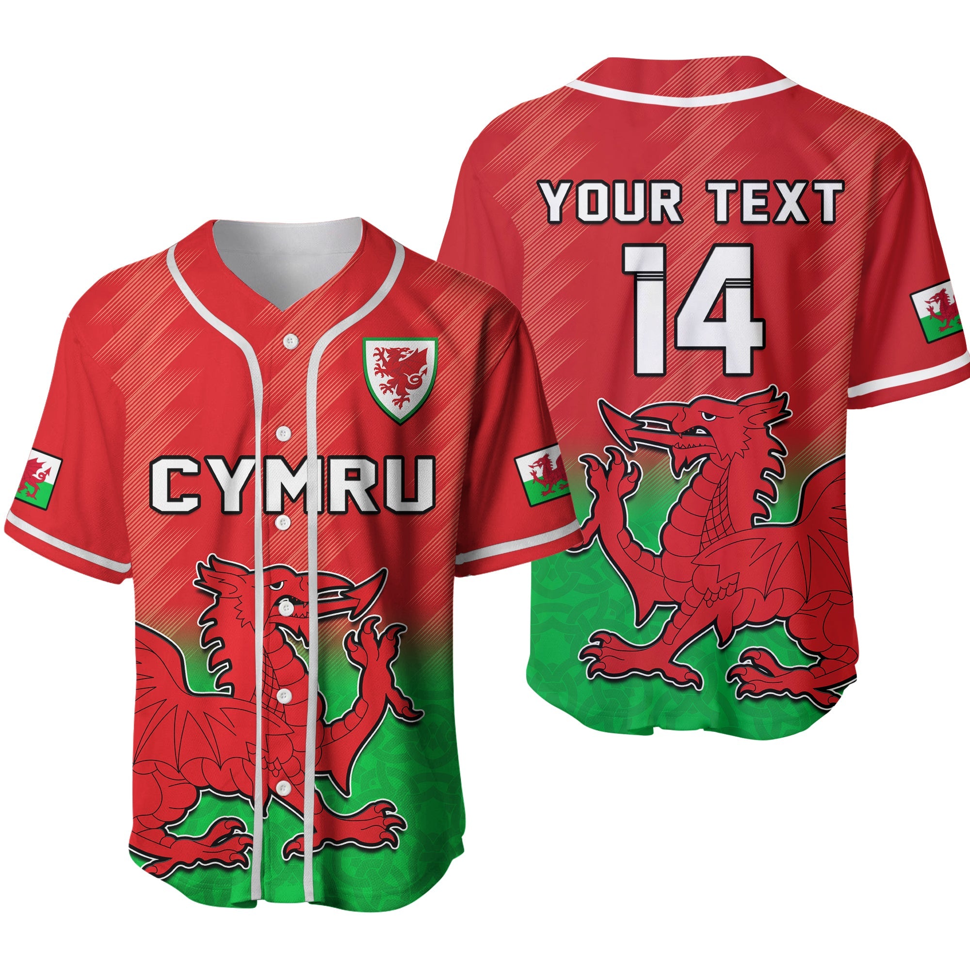 (Custom Text And Number) Wales Football Baseball Jersey World Cup 2022 Come On Cymru Yma O Hyd Ver.02 - Wonder Print Shop