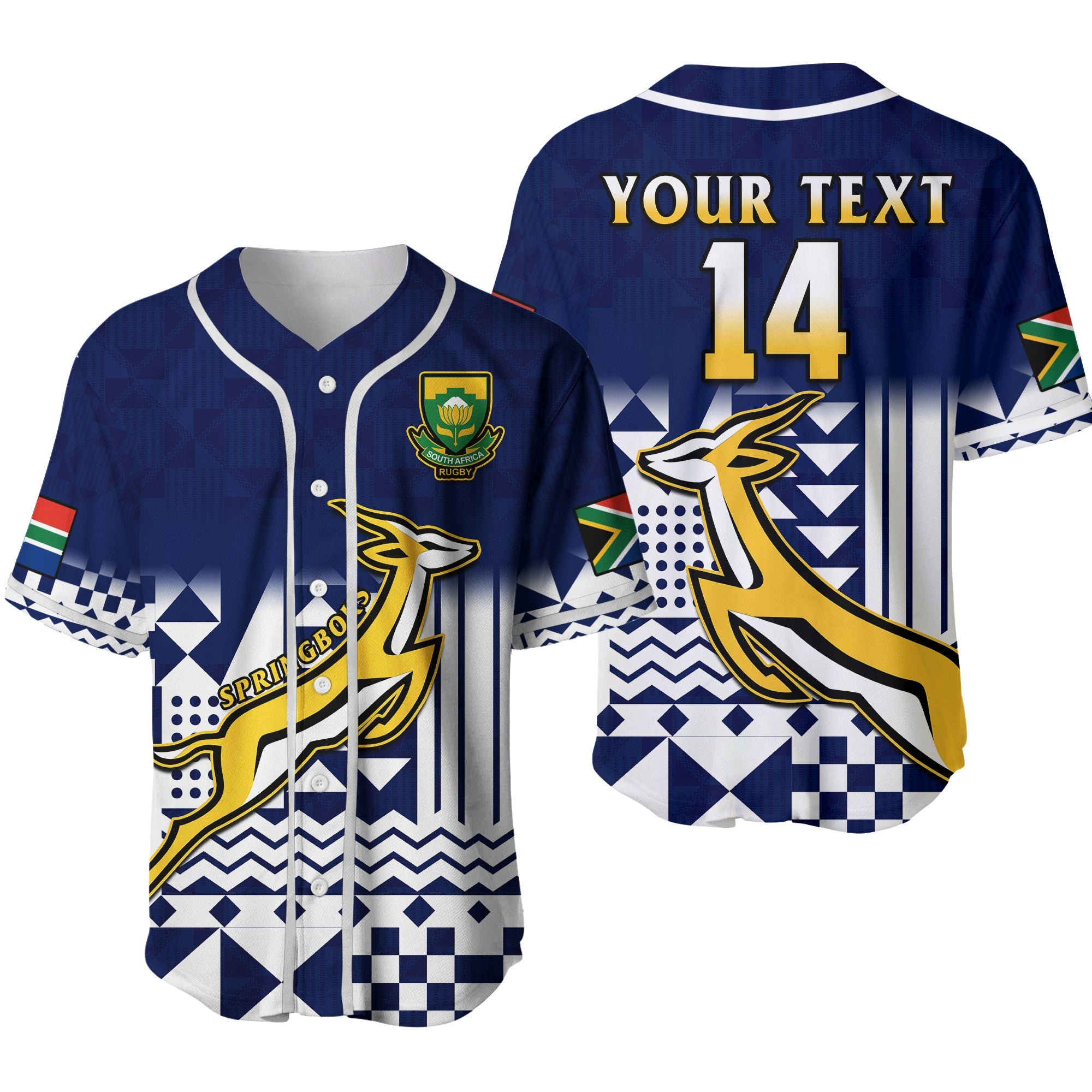 (Custom Text And Number) South Africa Rugby Baseball Jersey Outgoing Tour Go Springboks Ver.02 - Wonder Print Shop