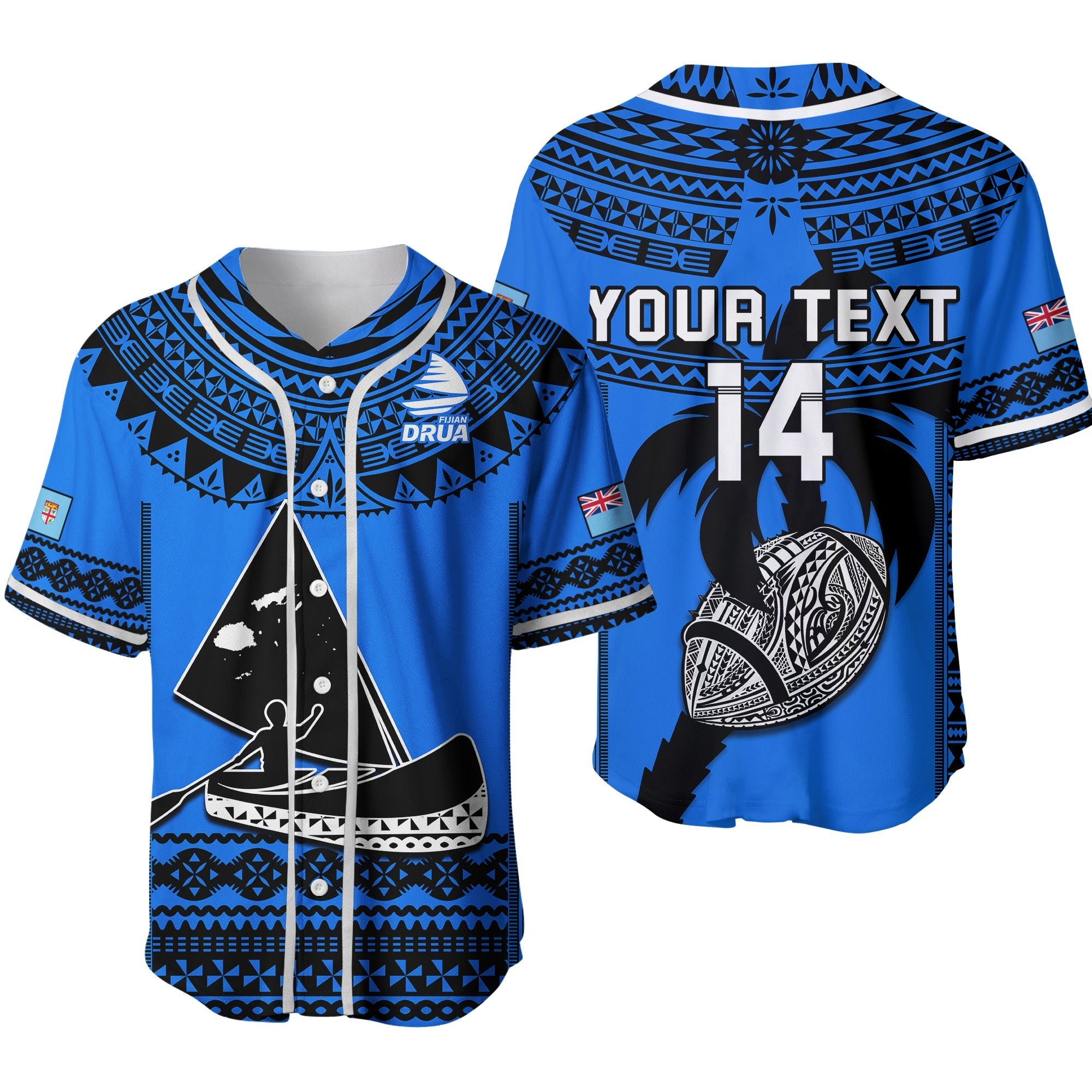 Custom Text And Number Fiji Rugby Baseball Jersey Fijian Drua Super Polynesian Special Tapa Pattern Ver.02 - Wonder Print Shop