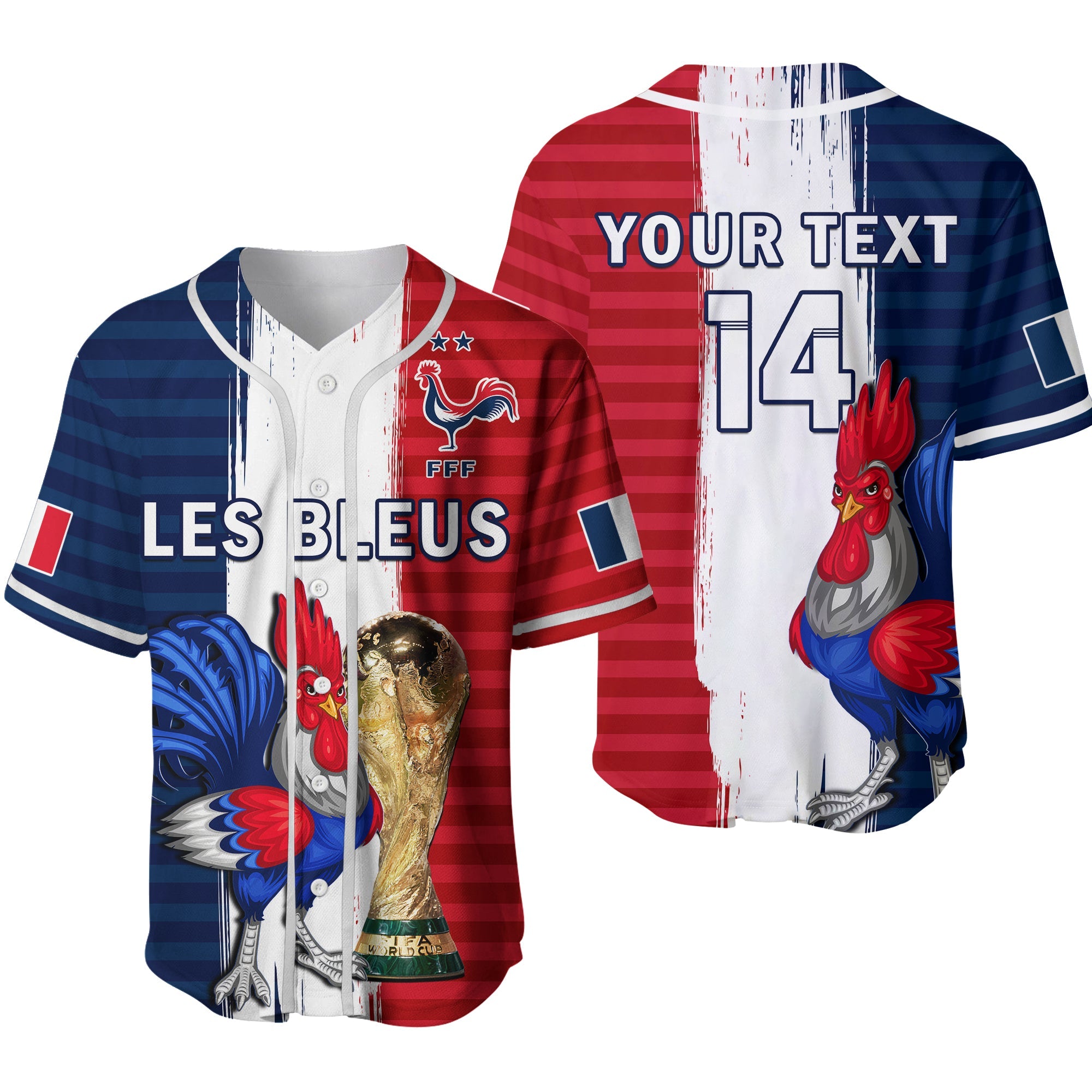 (Custom Text And Number) France Football Baseball Jersey Les Bleus Champions World Cup 2022 Ver.02 - Wonder Print Shop