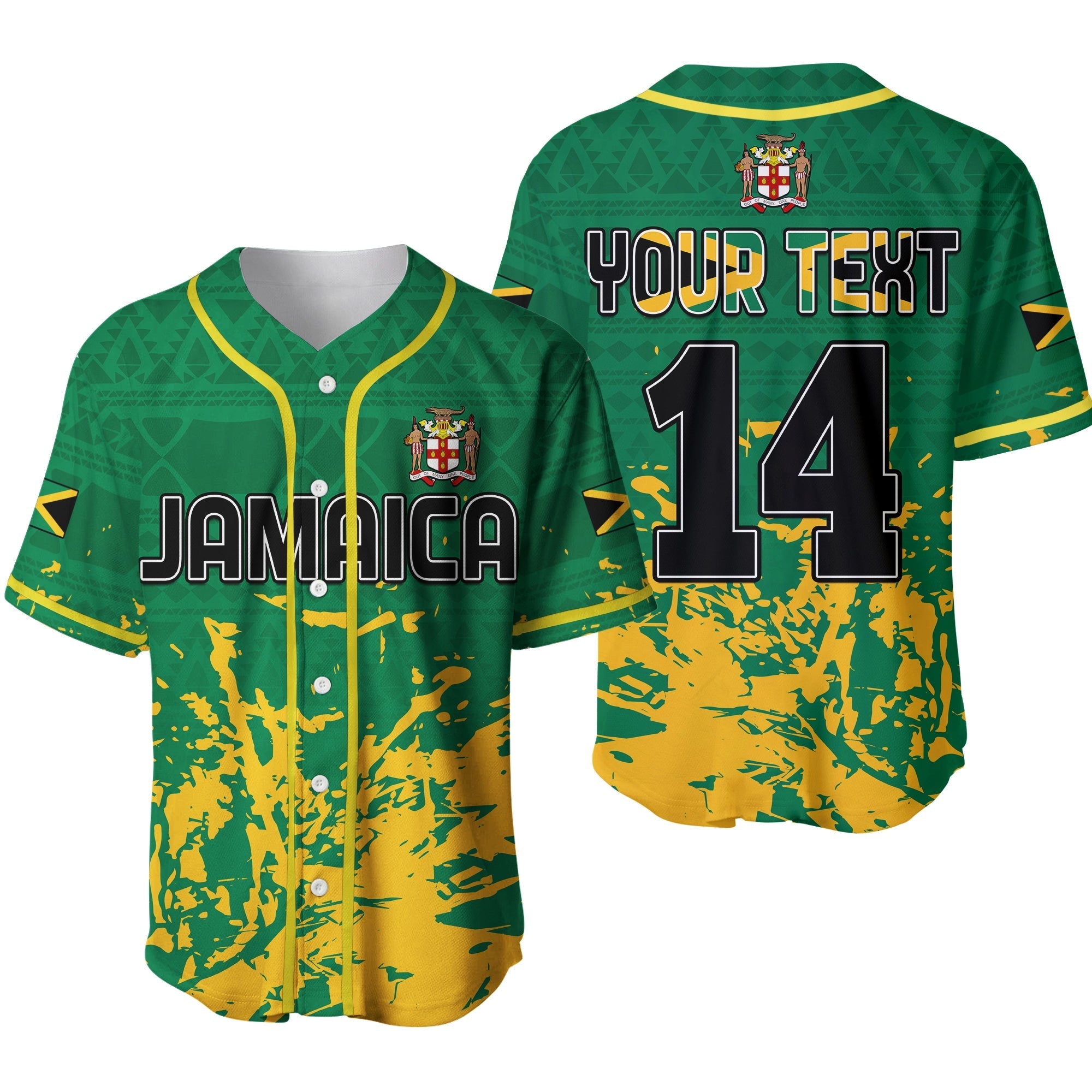 (Custom Text and Number) Jamaica Athletics Baseball Jersey Jamaican Flag With African Pattern Sporty Style Ver.02 - Wonder Print Shop