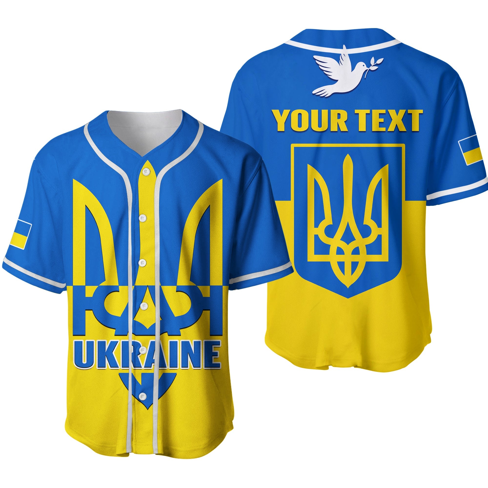 (Custom Personalised) Ukraine Baseball Jersey Stand With Ukrainian Simple Style Ver.02 - Wonder Print Shop