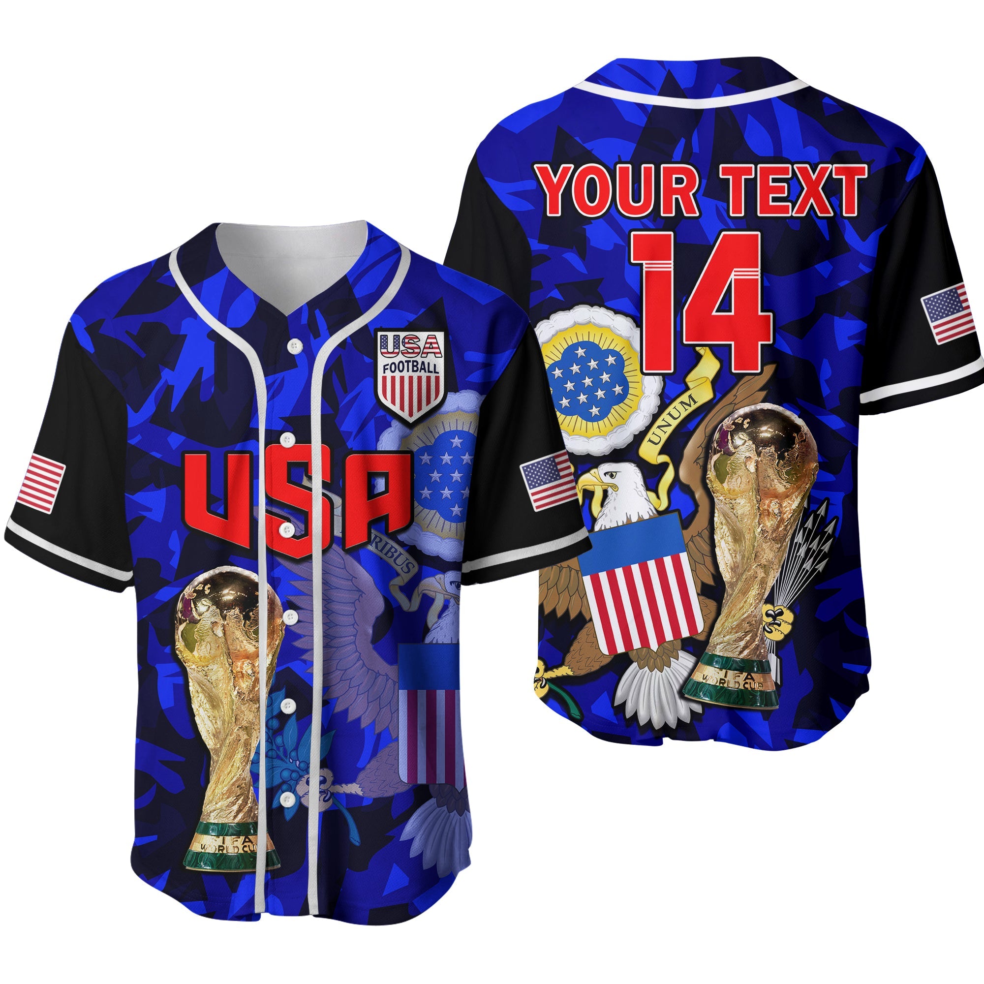 (Custom Text And Number) USA Football Baseball Jersey The Yanks Champions WC 2022 Ver.02 - Wonder Print Shop