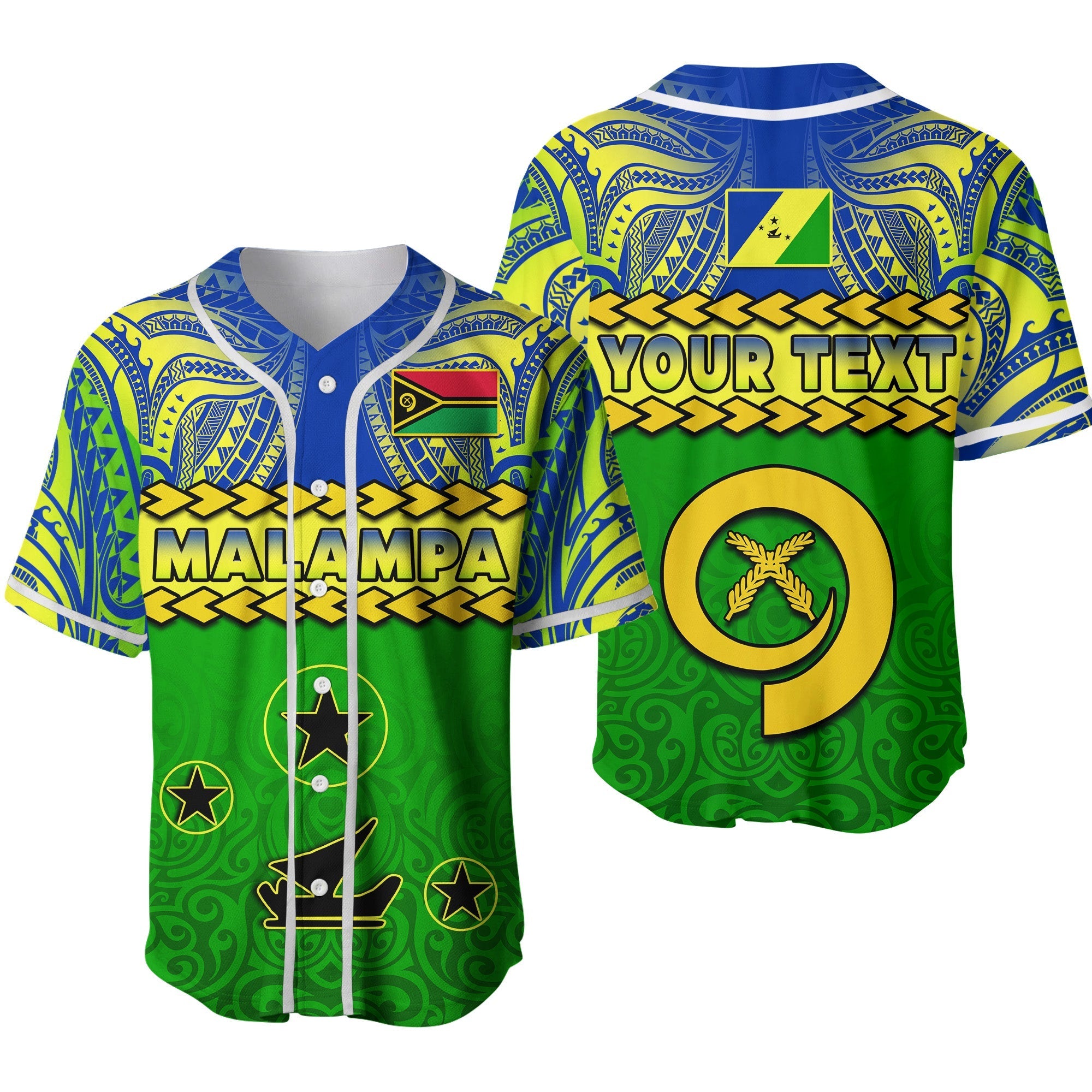 Custom Personalised Malampa Province Baseball Jersey Vanuatu Pig Tusk Polynesian Flag Style Ver.02 - Wonder Print Shop