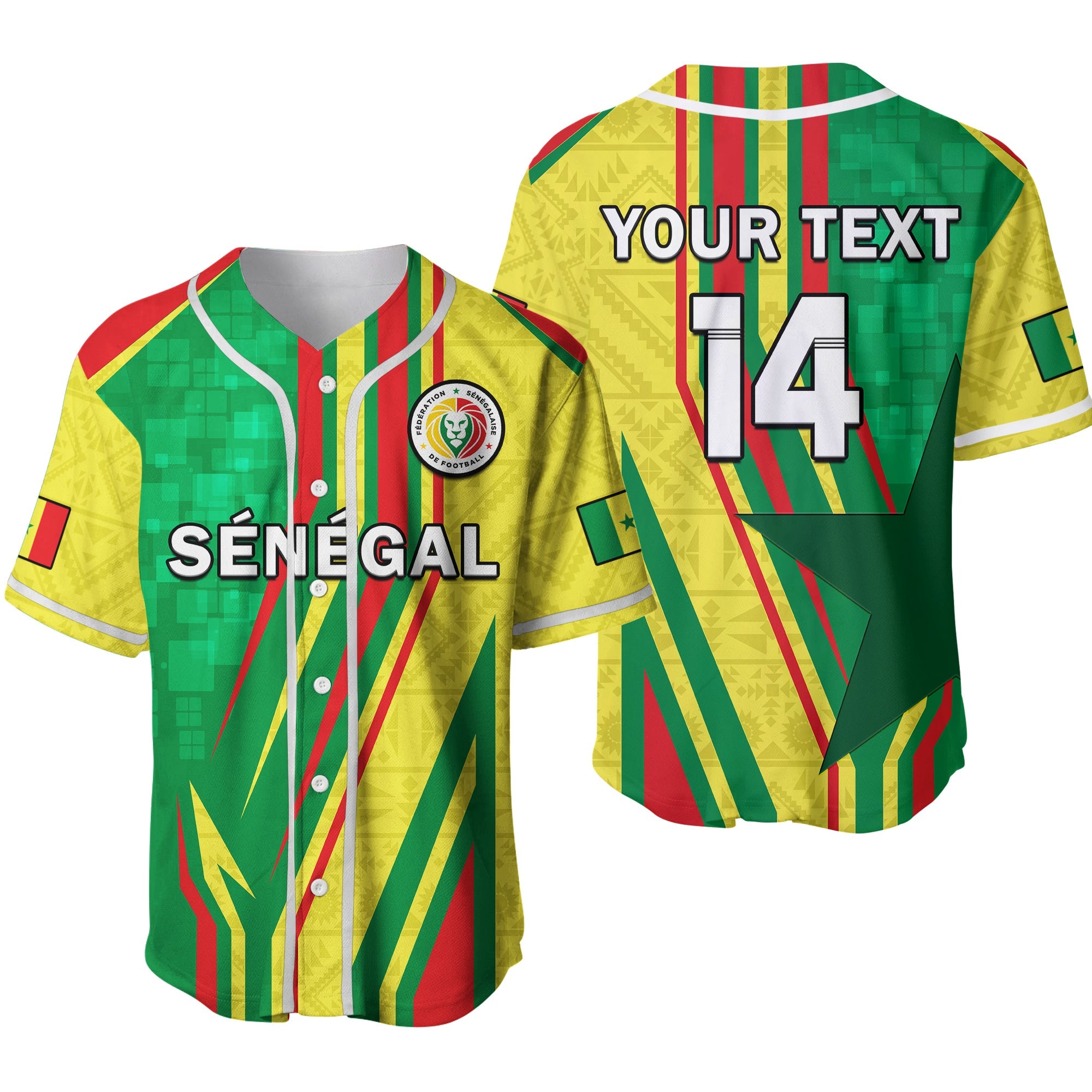 (Custom Text And Number) Senegal Football Baseball Jersey Allez Les Lions Sporty Style Ver.02 - Wonder Print Shop