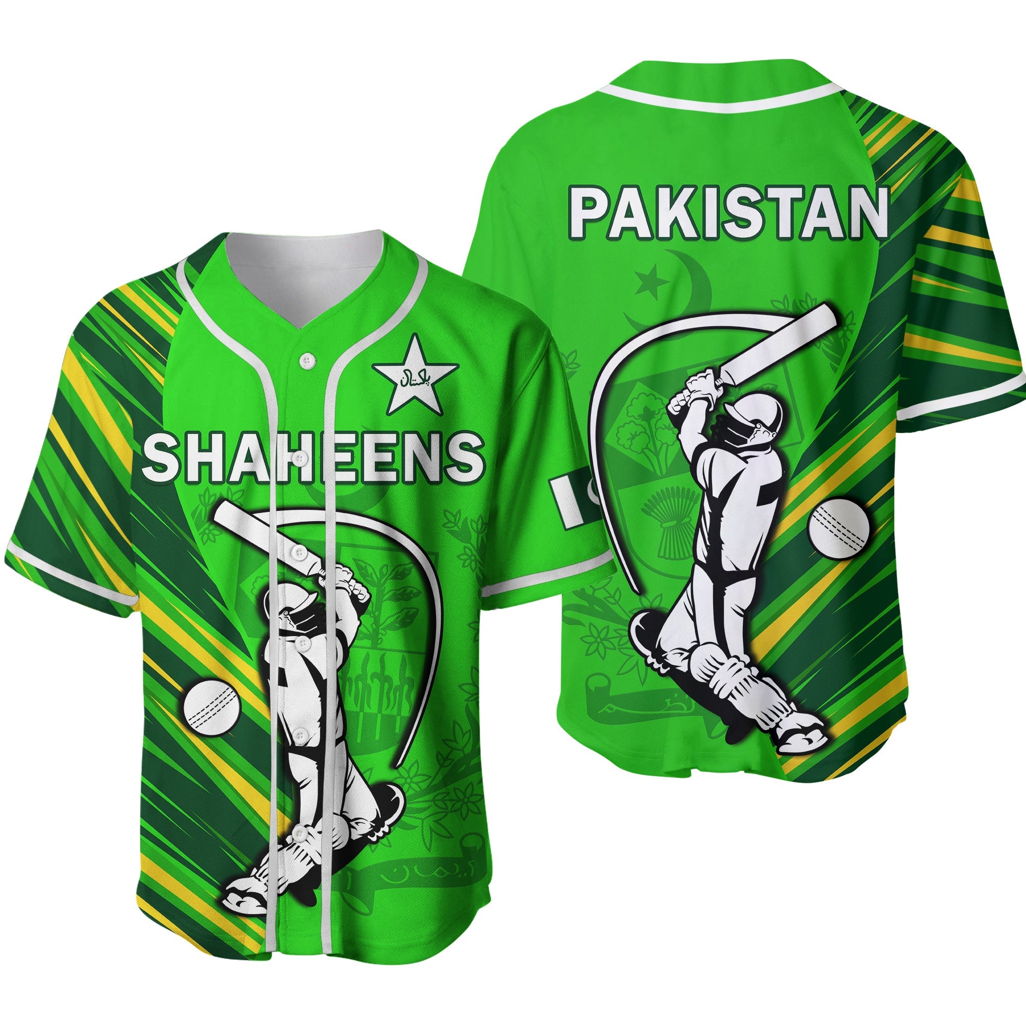 Pakistan Cricket Baseball Jersey Go Shaheens Simple Style Ver.02 - Wonder Print Shop