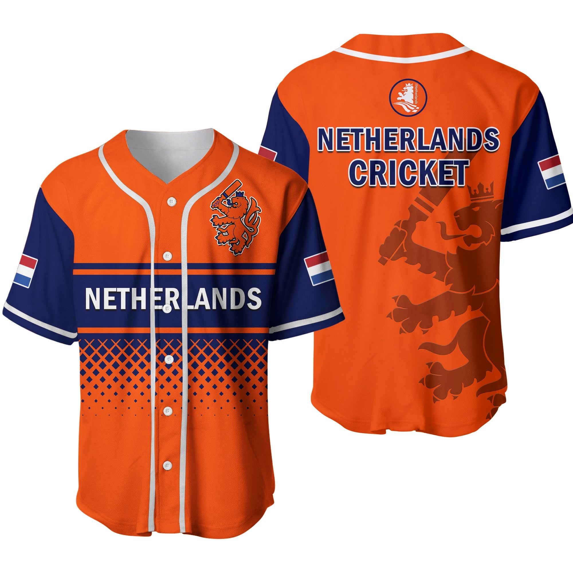 Netherlands Cricket Baseball Jersey ODI Simple Orange Style - Wonder Print Shop