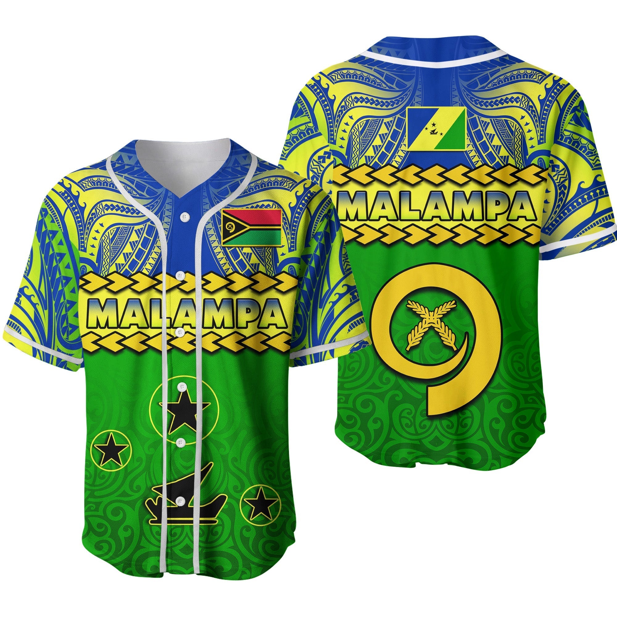 Malampa Province Baseball Jersey Vanuatu Pig Tusk Polynesian Flag Style Ver.02 - Wonder Print Shop