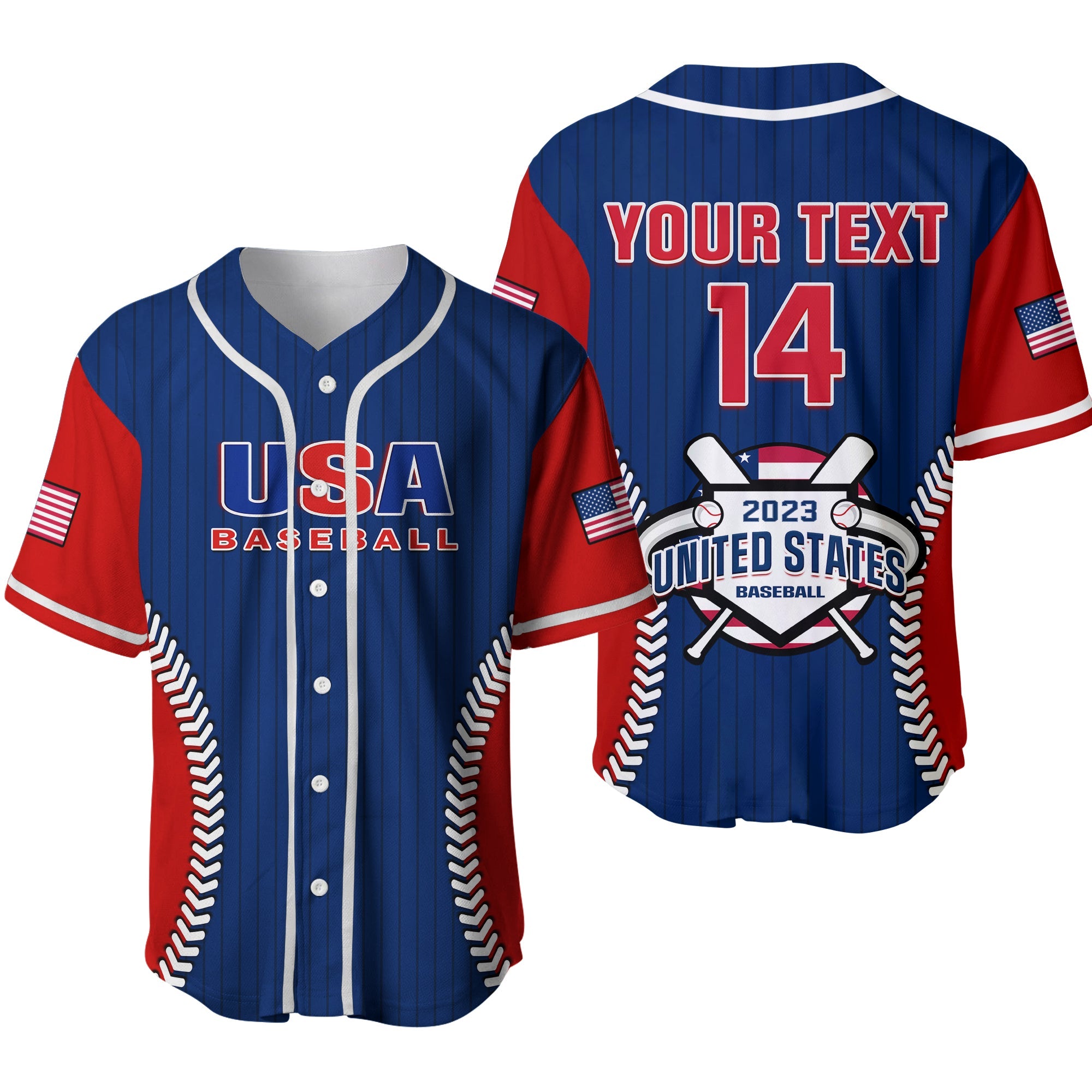 (Custom Text And Number) United States USA Baseball Jersey USA Baseball Sporty Style Ver.02 - Wonder Print Shop