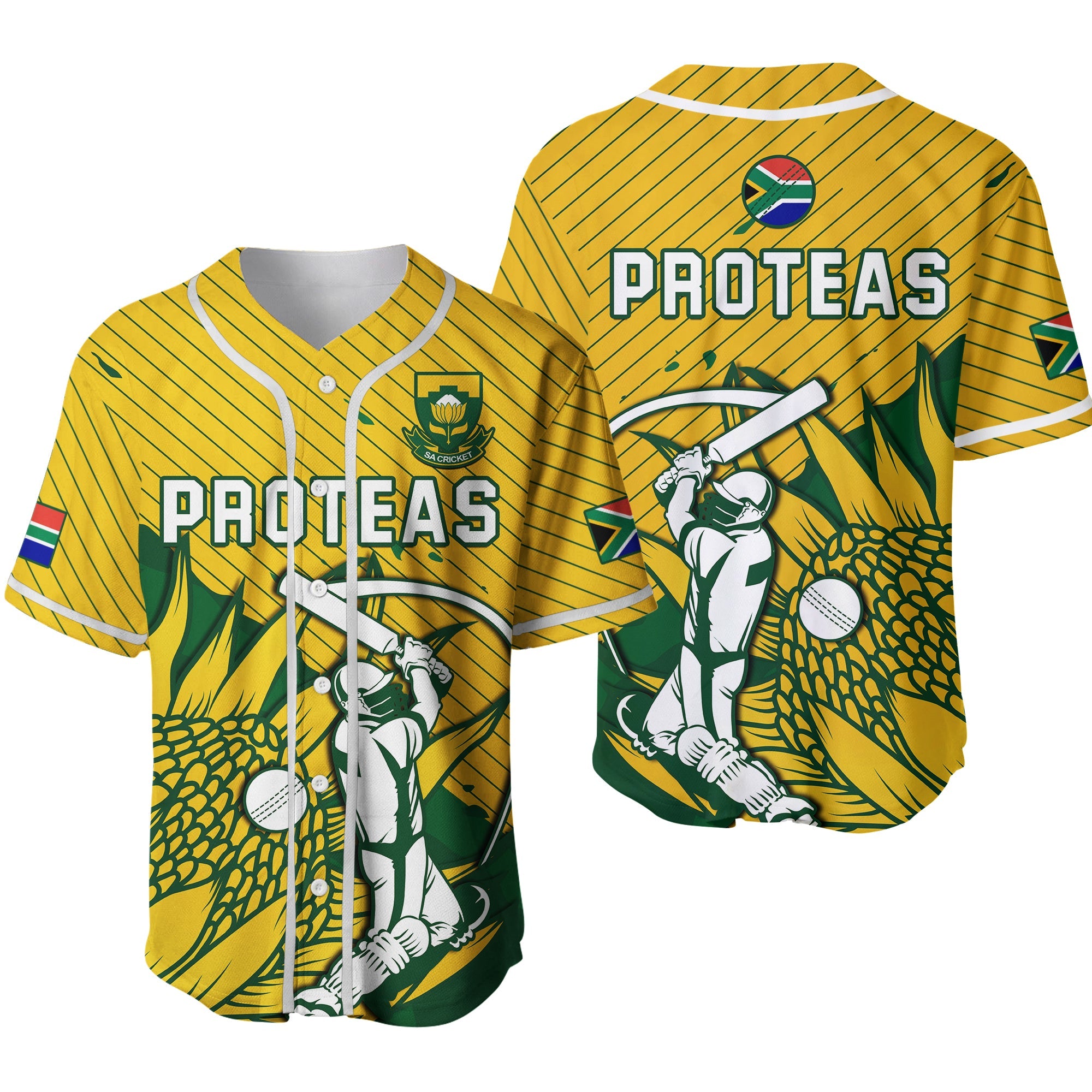 South Africa Cricket Baseball Jersey Go Proteas Unique Style Ver.02 - Wonder Print Shop