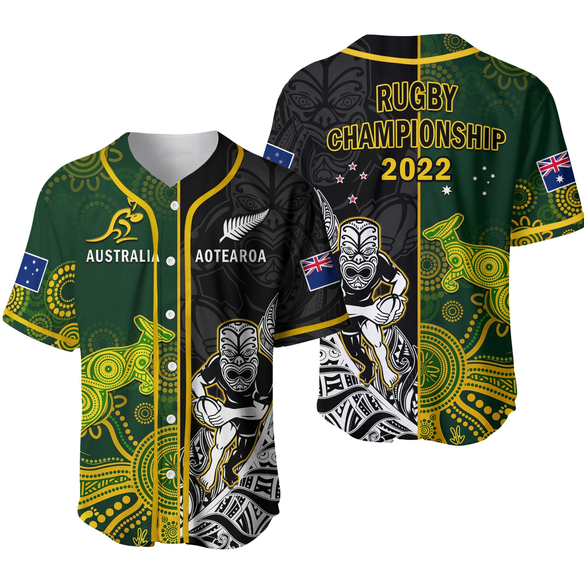 Australia Rugby Mix Aotearoa Rugby Baseball Jersey Wallabies All Black Special Version Ver.02 - Wonder Print Shop