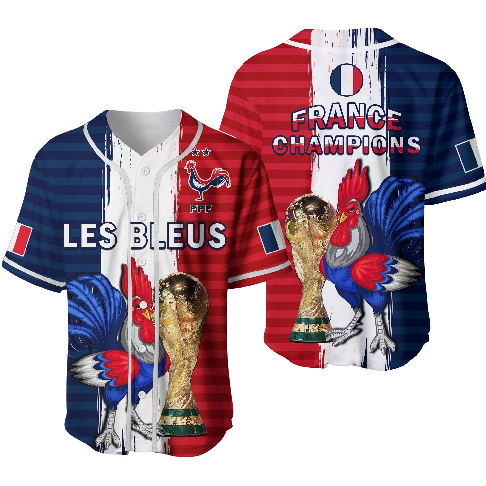 France Football Baseball Jersey Les Bleus Champions World Cup 2022 Ver.02 - Wonder Print Shop