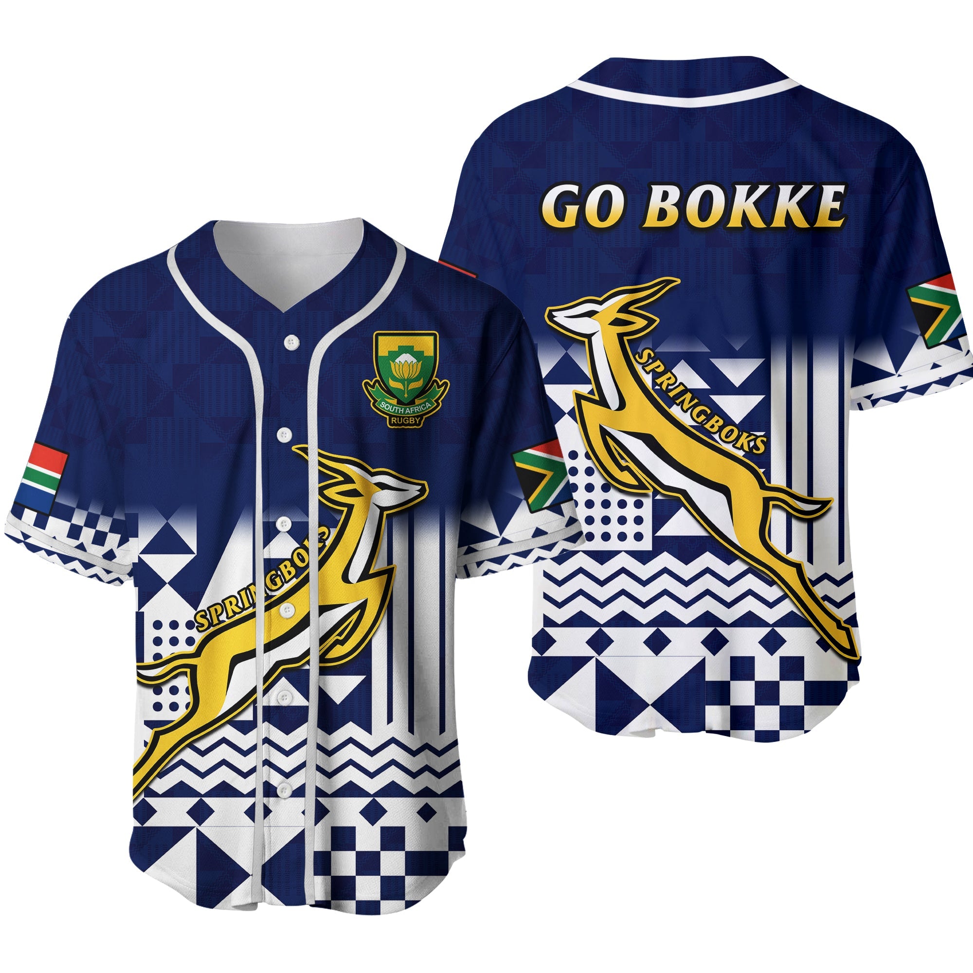 South Africa Rugby Baseball Jersey Outgoing Tour Go Springboks Ver.02 - Wonder Print Shop