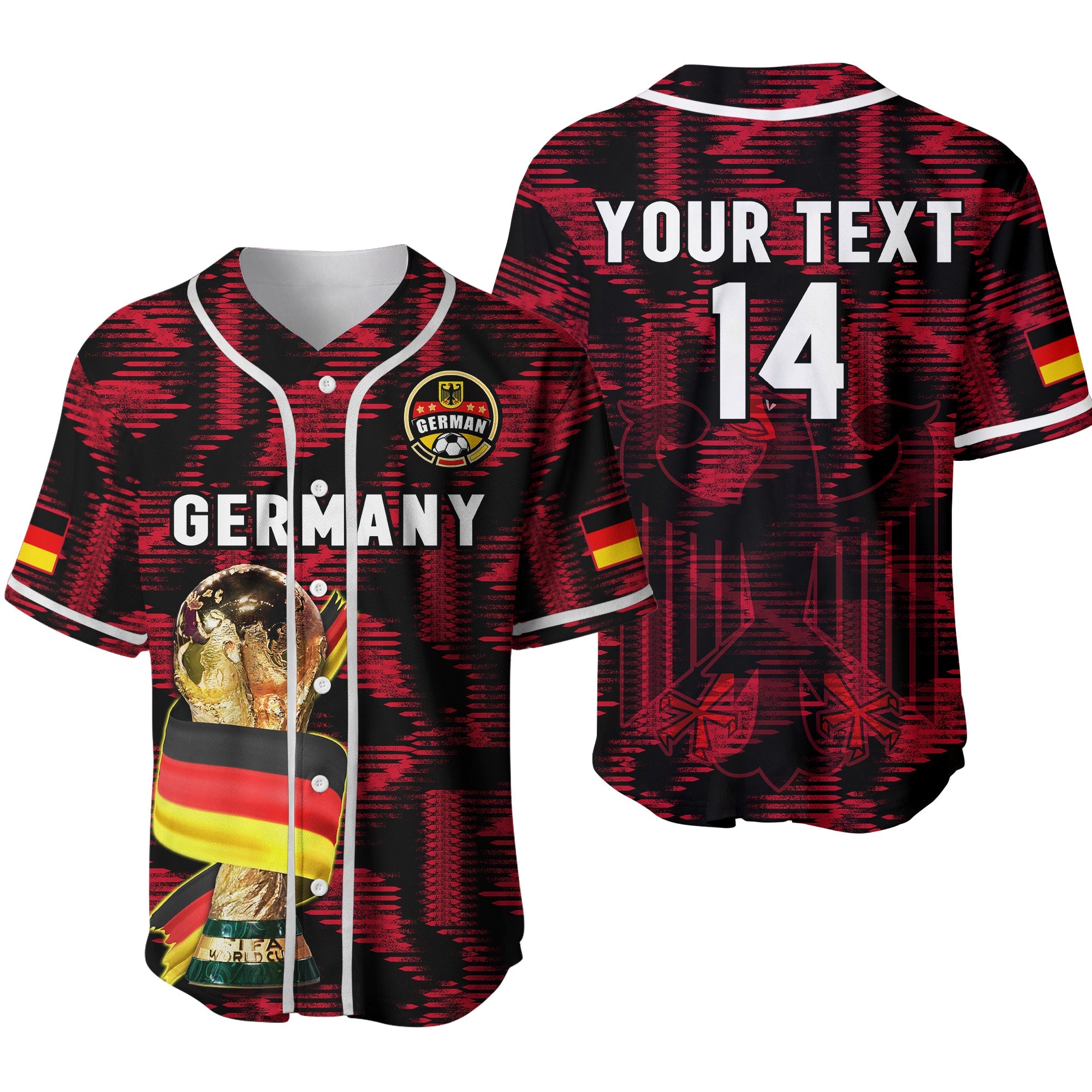 (Custom Text And Number) Germany Football Baseball Jersey World Cup 2022 Champions Ver.02 - Wonder Print Shop