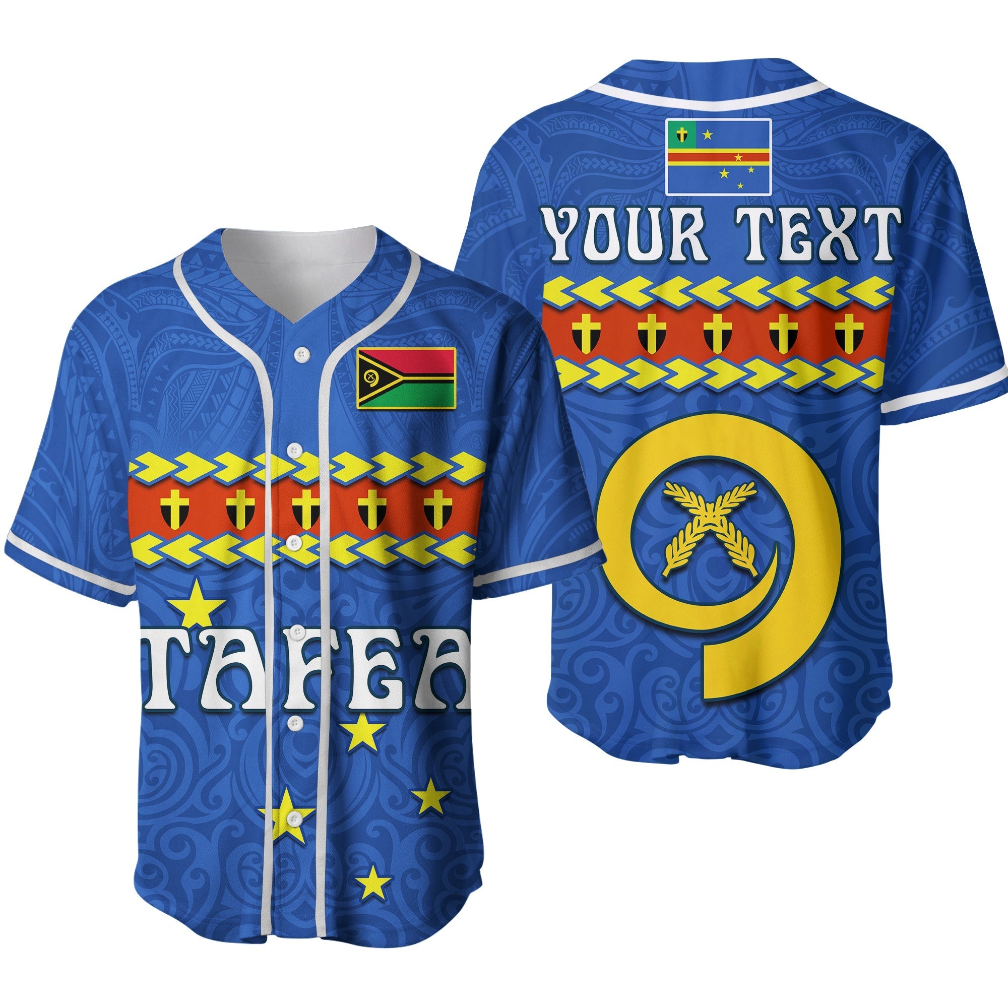 Custom Personalised Tafea Province Baseball Jersey Vanuatu Pig Tusk Polynesian Flag Style Ver.02 - Wonder Print Shop