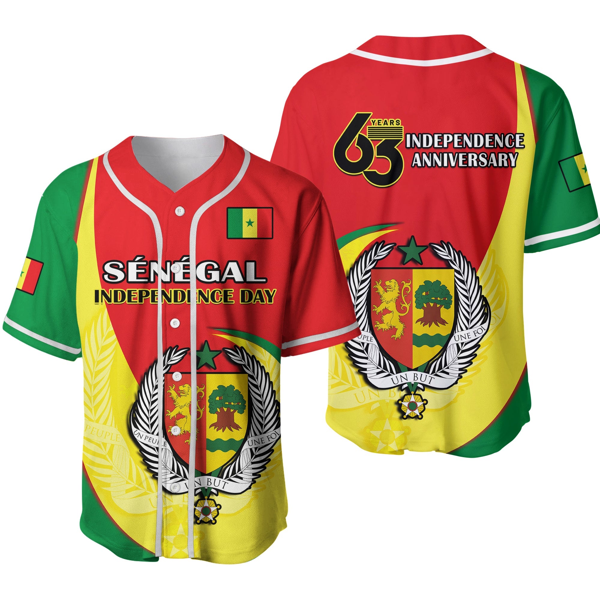 Senegal Baseball Jersey Happy 63th Independence Day Ver.02 - Wonder Print Shop