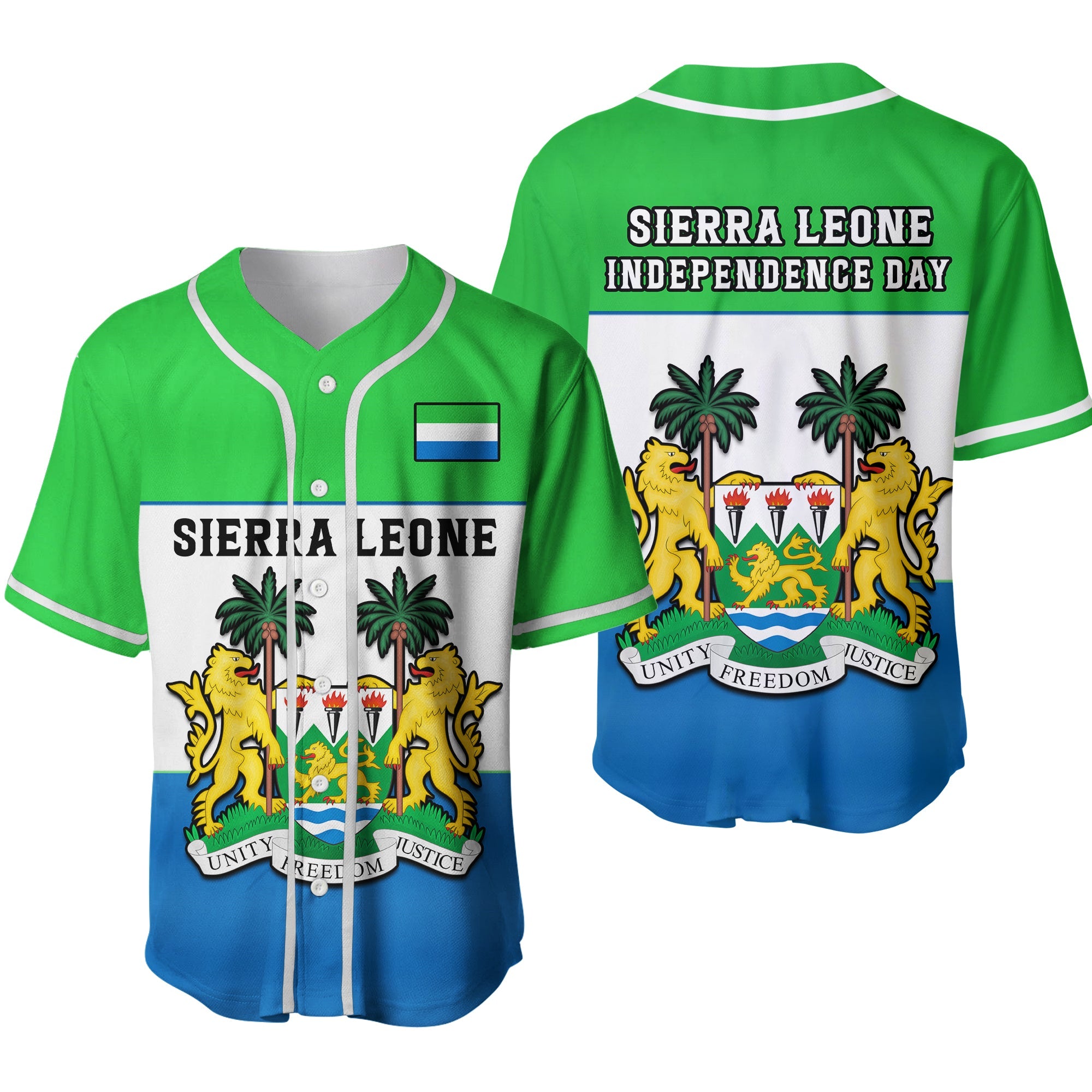 Sierra Leone Baseball Jersey Happy Independence Day Ver.02 - Wonder Print Shop