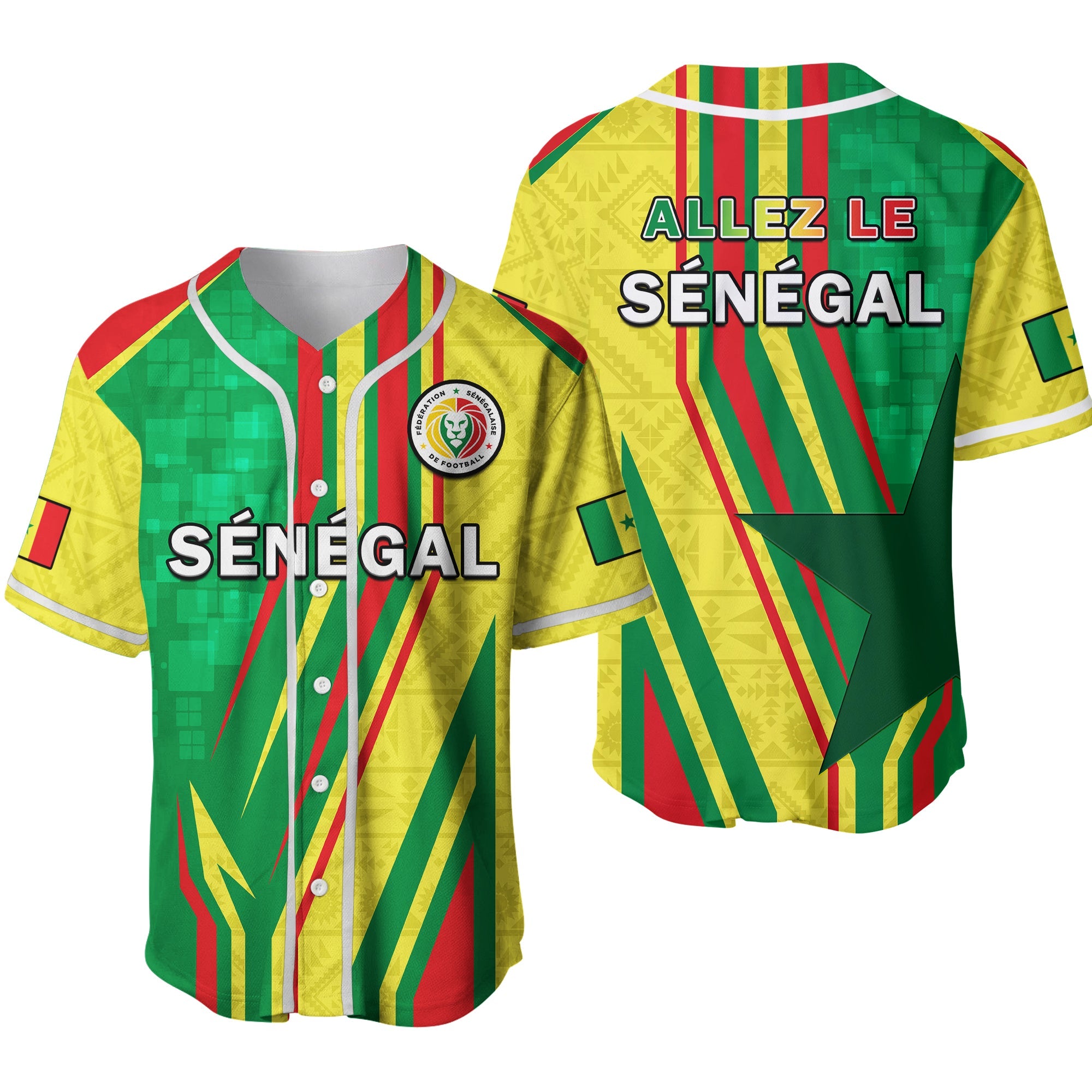 Senegal Football Baseball Jersey Allez Les Lions Sporty Style Ver.02 - Wonder Print Shop