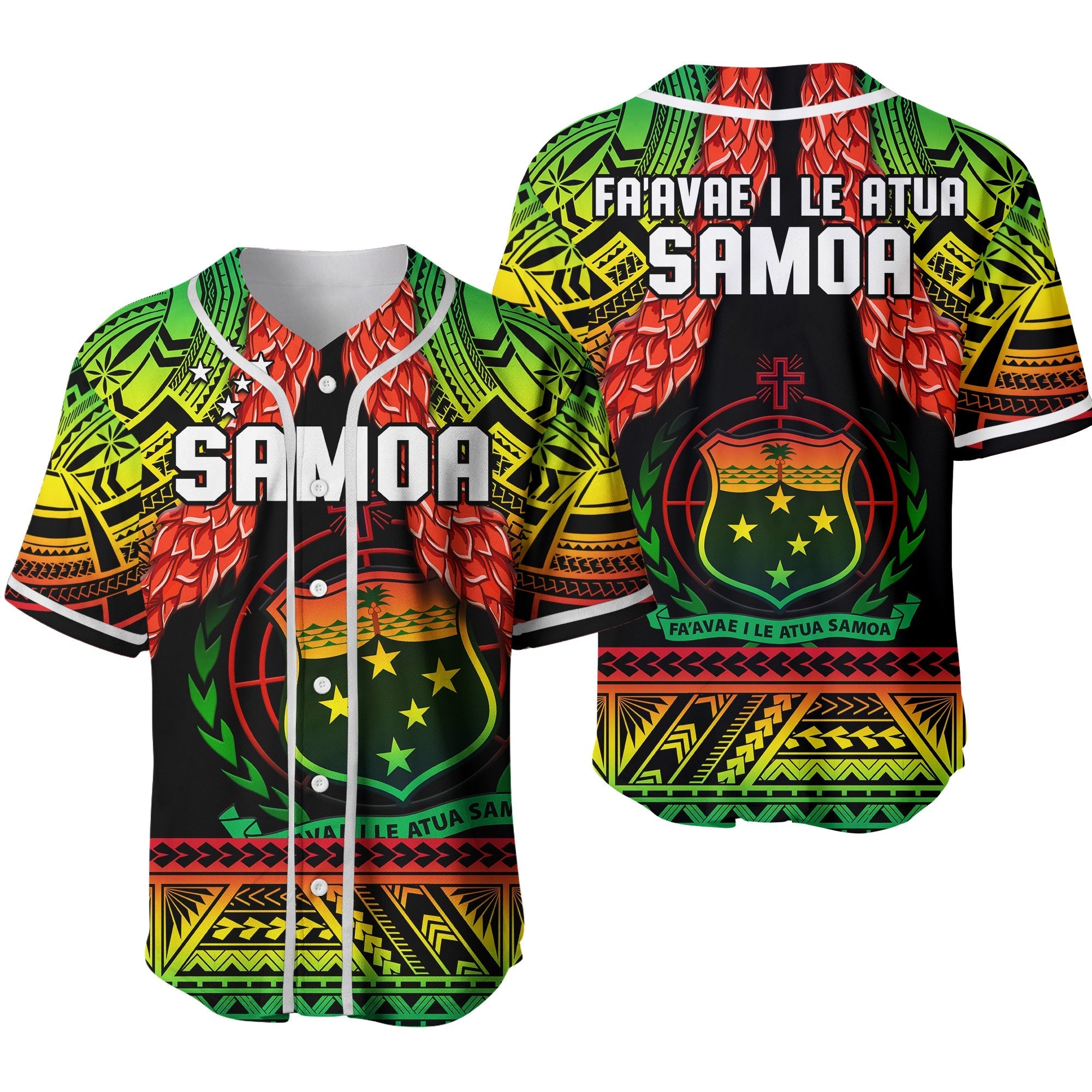 Samoa Rugby Baseball Jersey Teuila Torch Ginger Gradient Style 02 - Wonder Print Shop