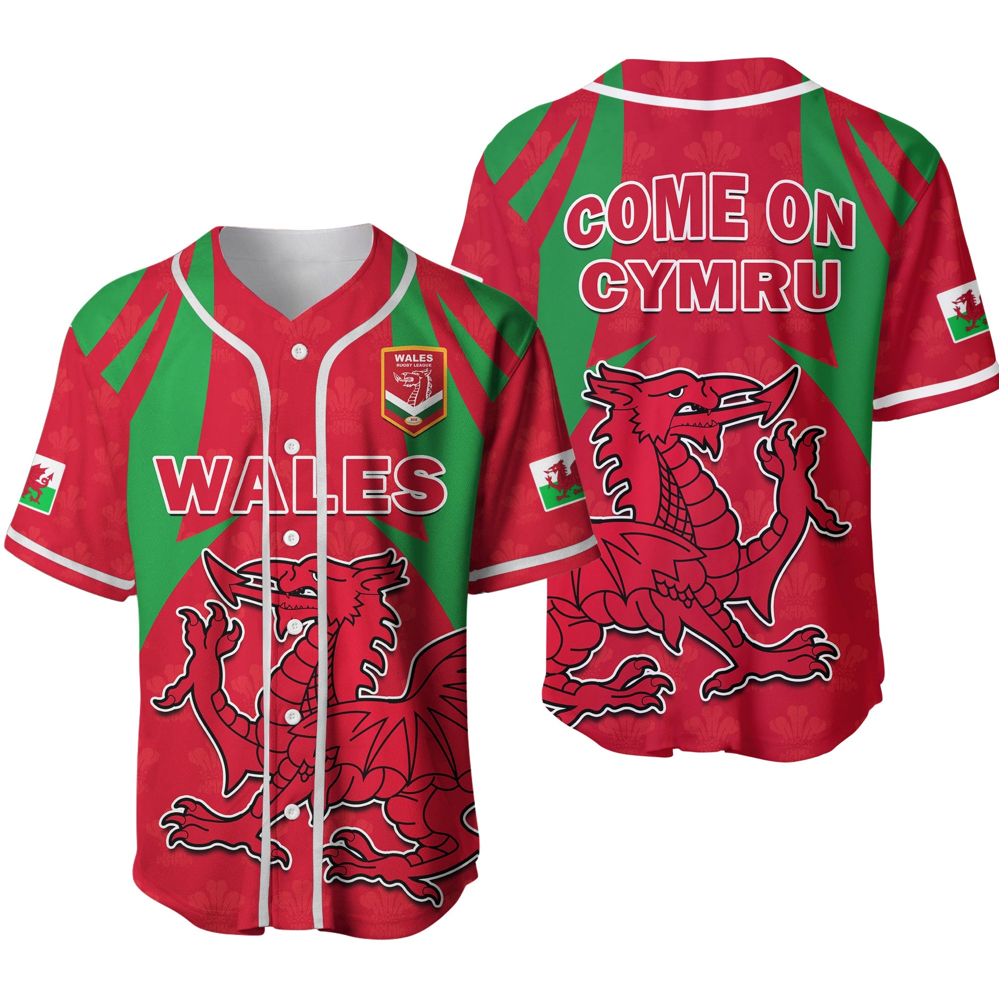 Wales Rugby Baseball Jersey The Dragons National Team Come On Cymru Ver.02 - Wonder Print Shop