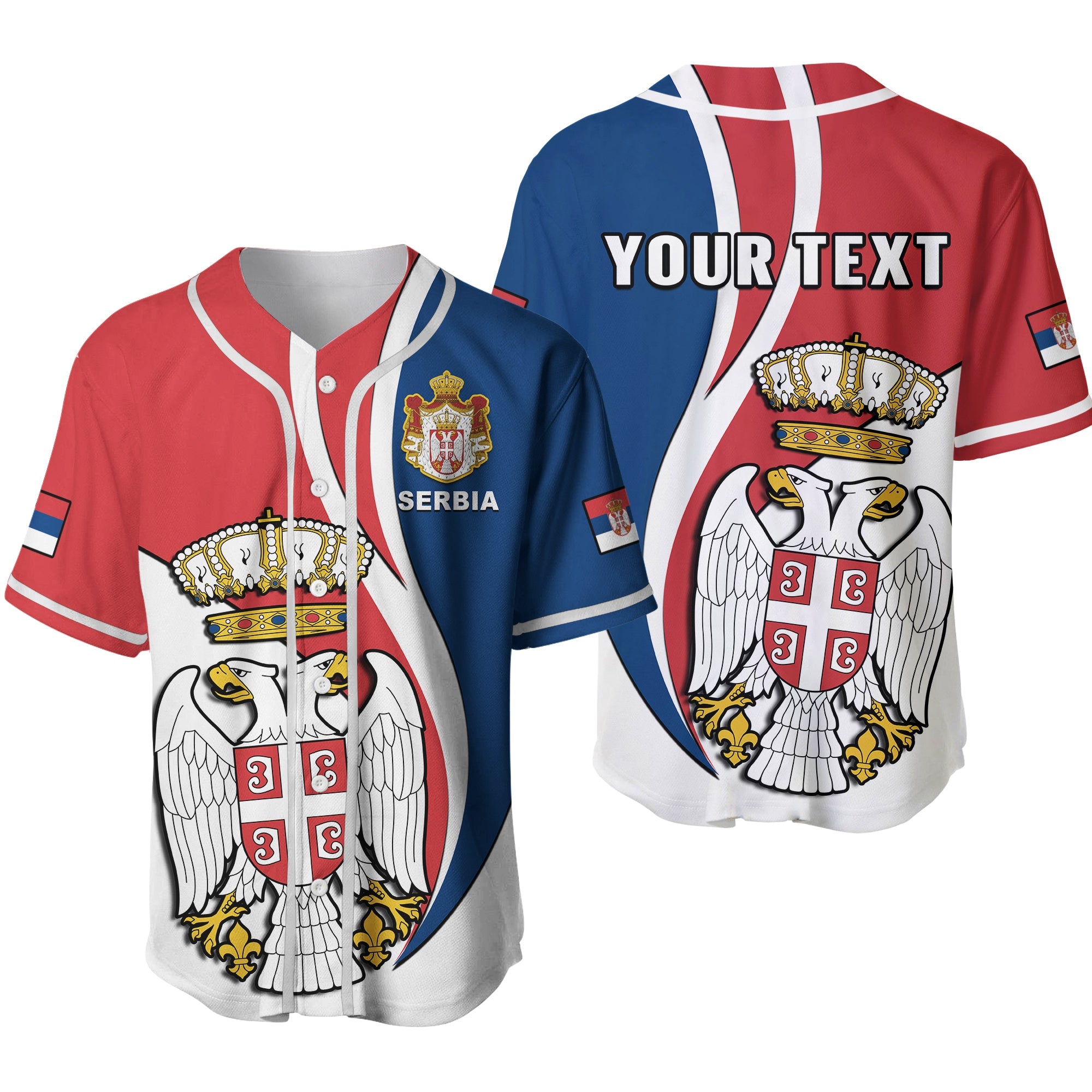 (Custom Personalised) Serbia Baseball Jersey Happy Serbian Statehood Day With Coat Of Arms Ver.02 - Wonder Print Shop