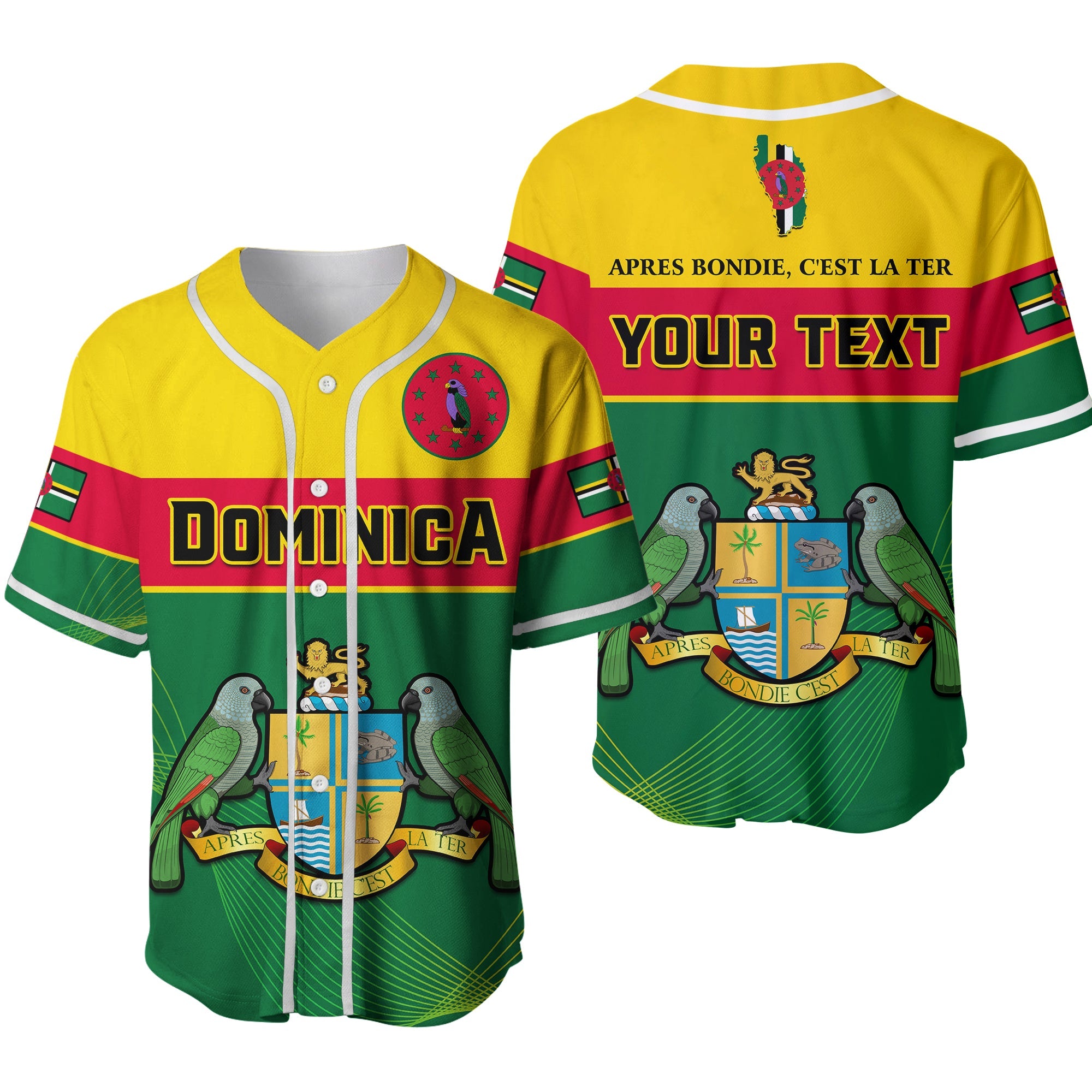 (Custom Personalised) Dominica Baseball Jersey Dominican Coat Of Arms With Map Ver.02 - Wonder Print Shop