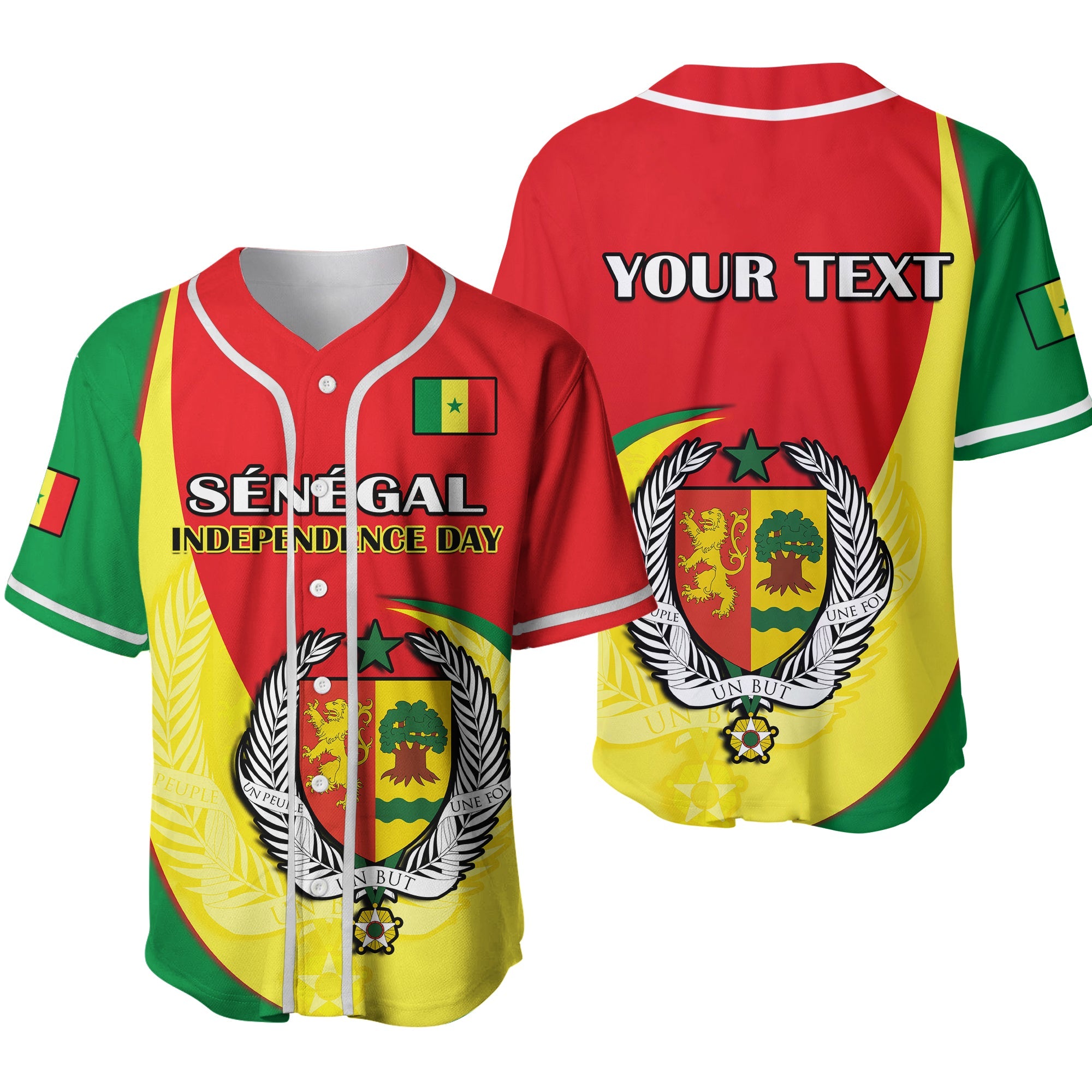 (Custom Personalised) Senegal Baseball Jersey Happy 63th Independence Day Ver.02 - Wonder Print Shop