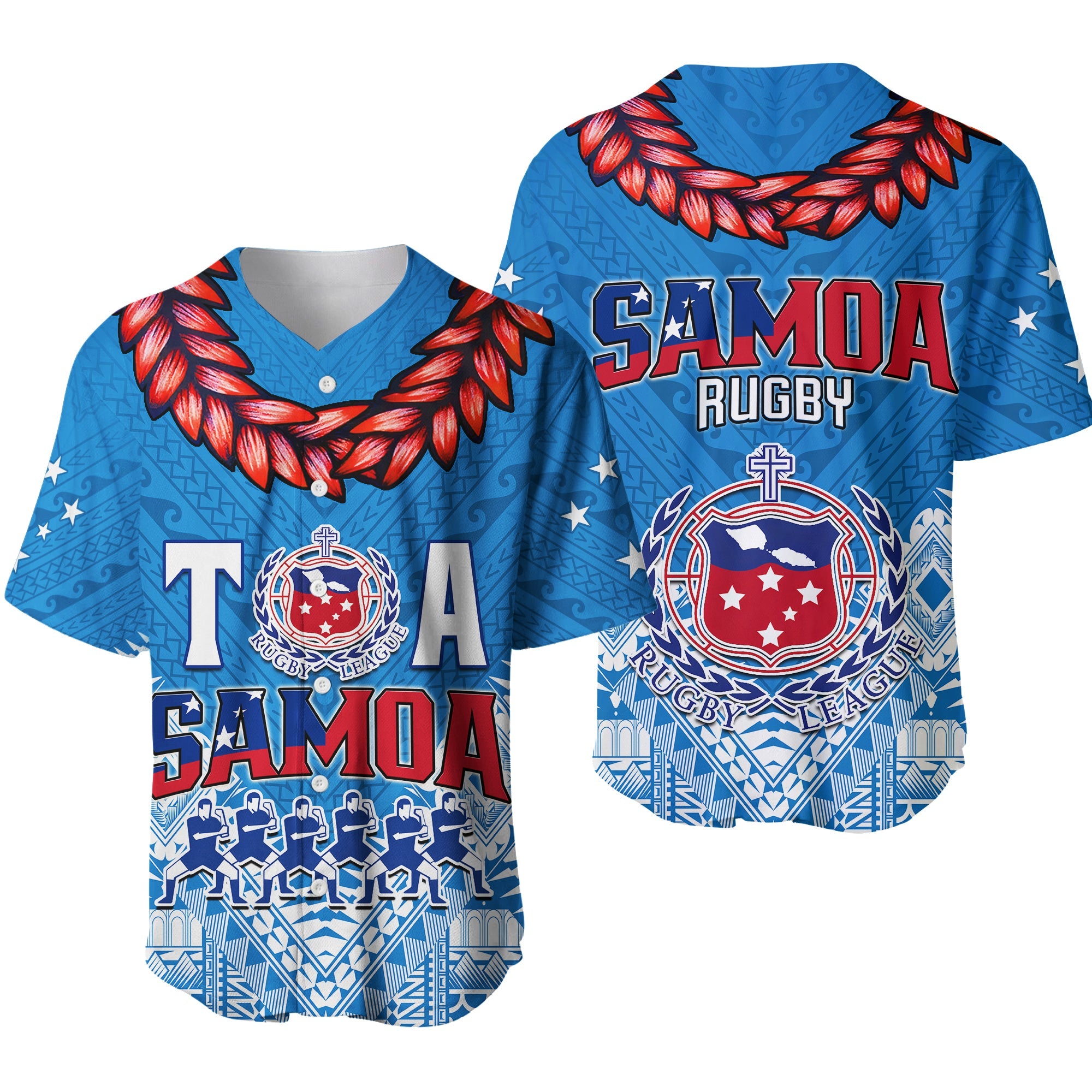 Toa Samoa Rugby Baseball Jersey Manu Siva Tau Style Ulafala LT13 - Wonder Print Shop